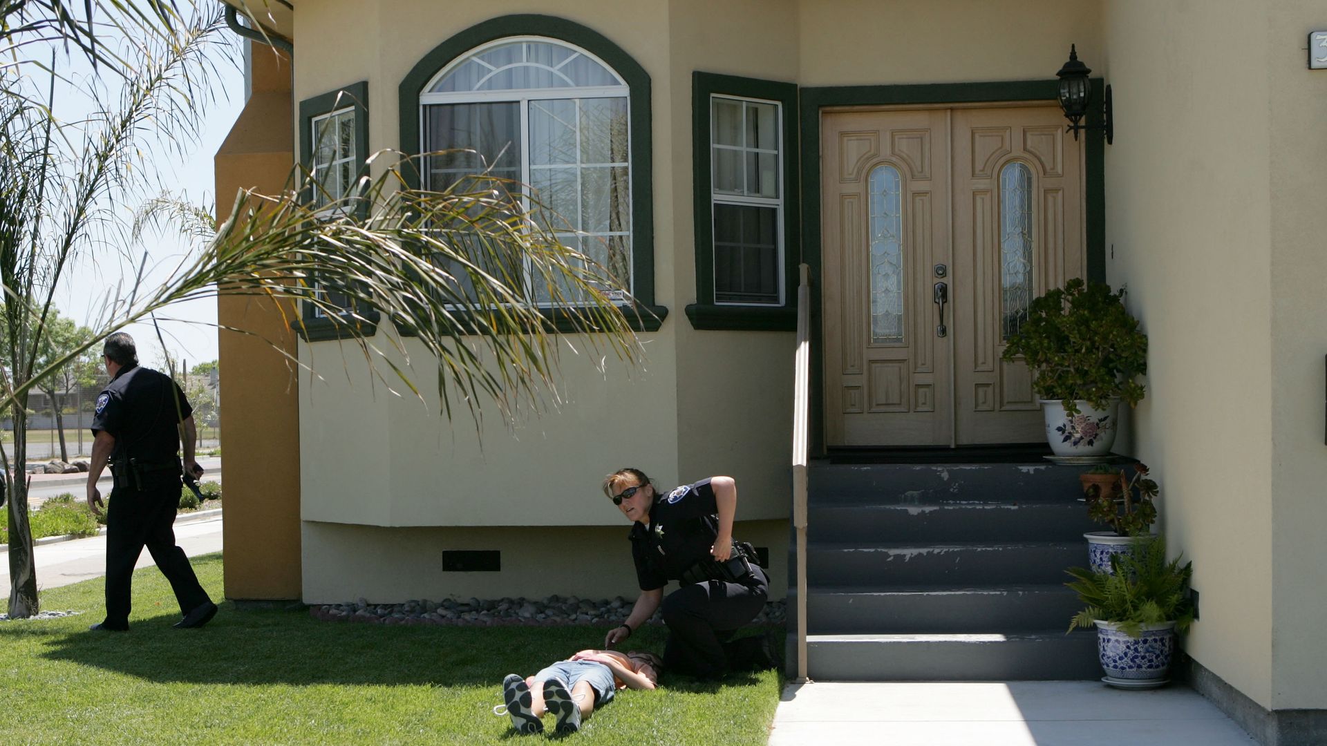 Students conducting an evacuation drill 