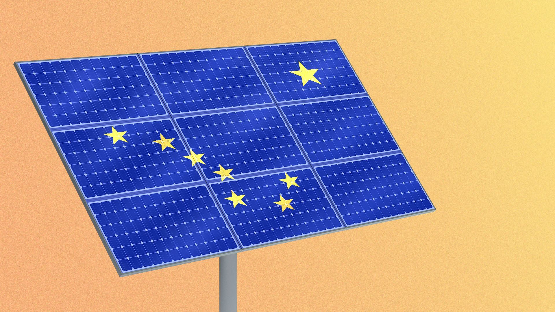 Illustration of a solar panel with the flag of Alaska overlaid.