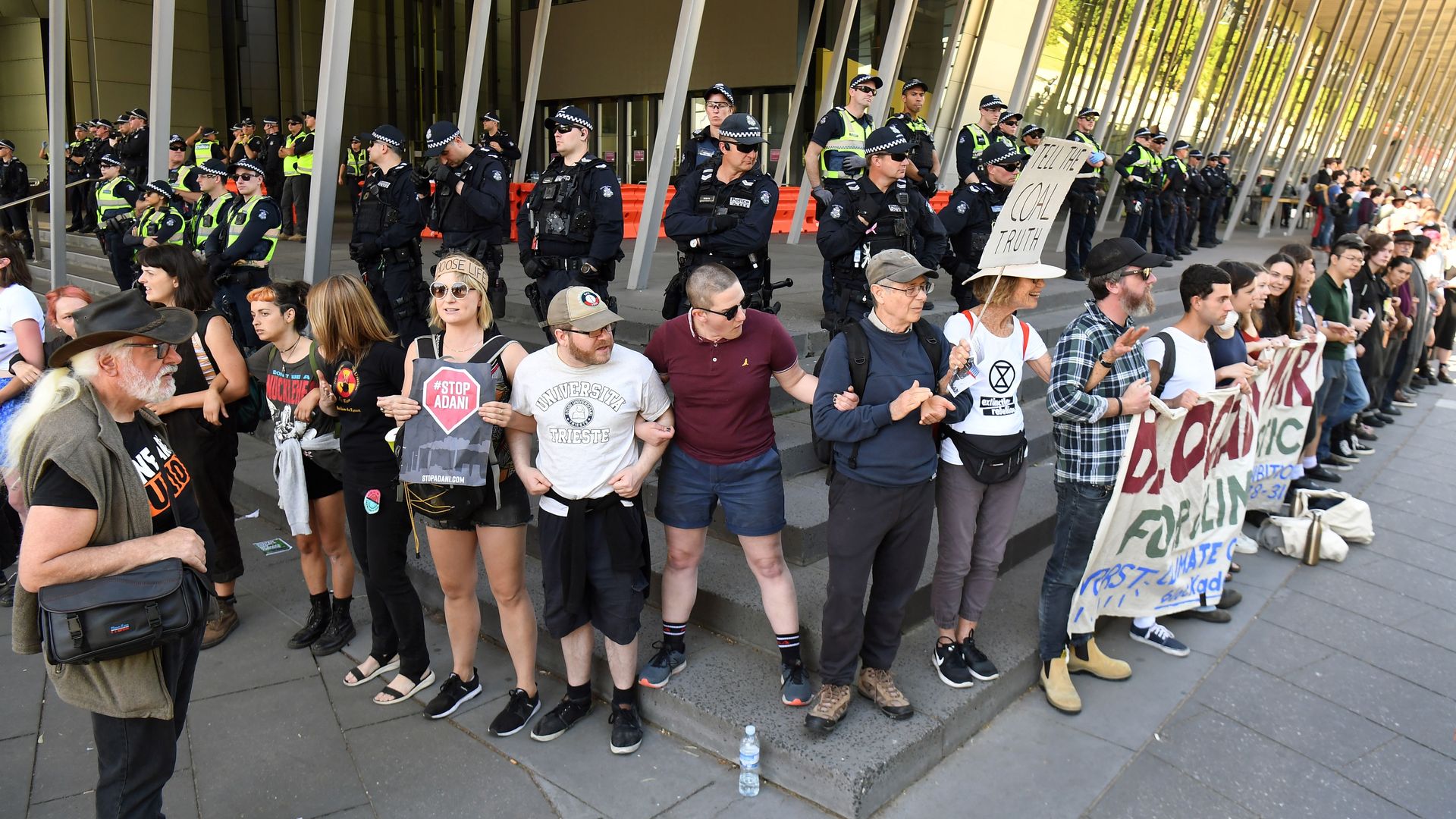 Australian climate protesters and police 