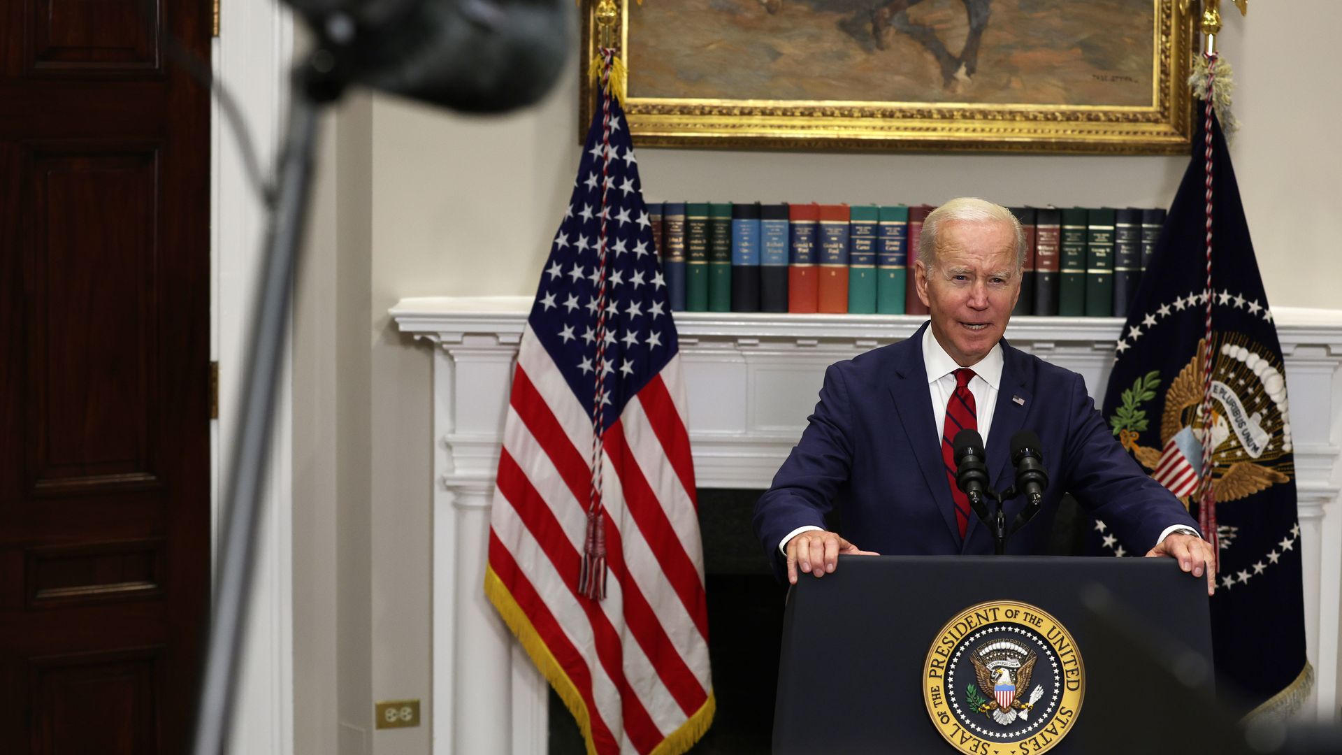 President Joe Biden speaks on the DISCLOSE Act during an event at the Roosevelt Room of the White House on September 20, 2022 in Washington, DC. 