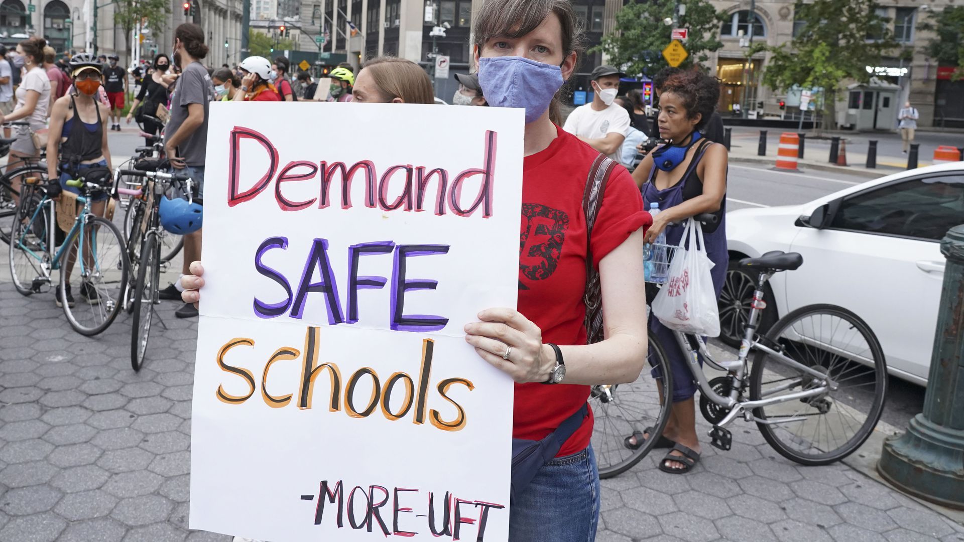 A protester during a demonstration in NYC.