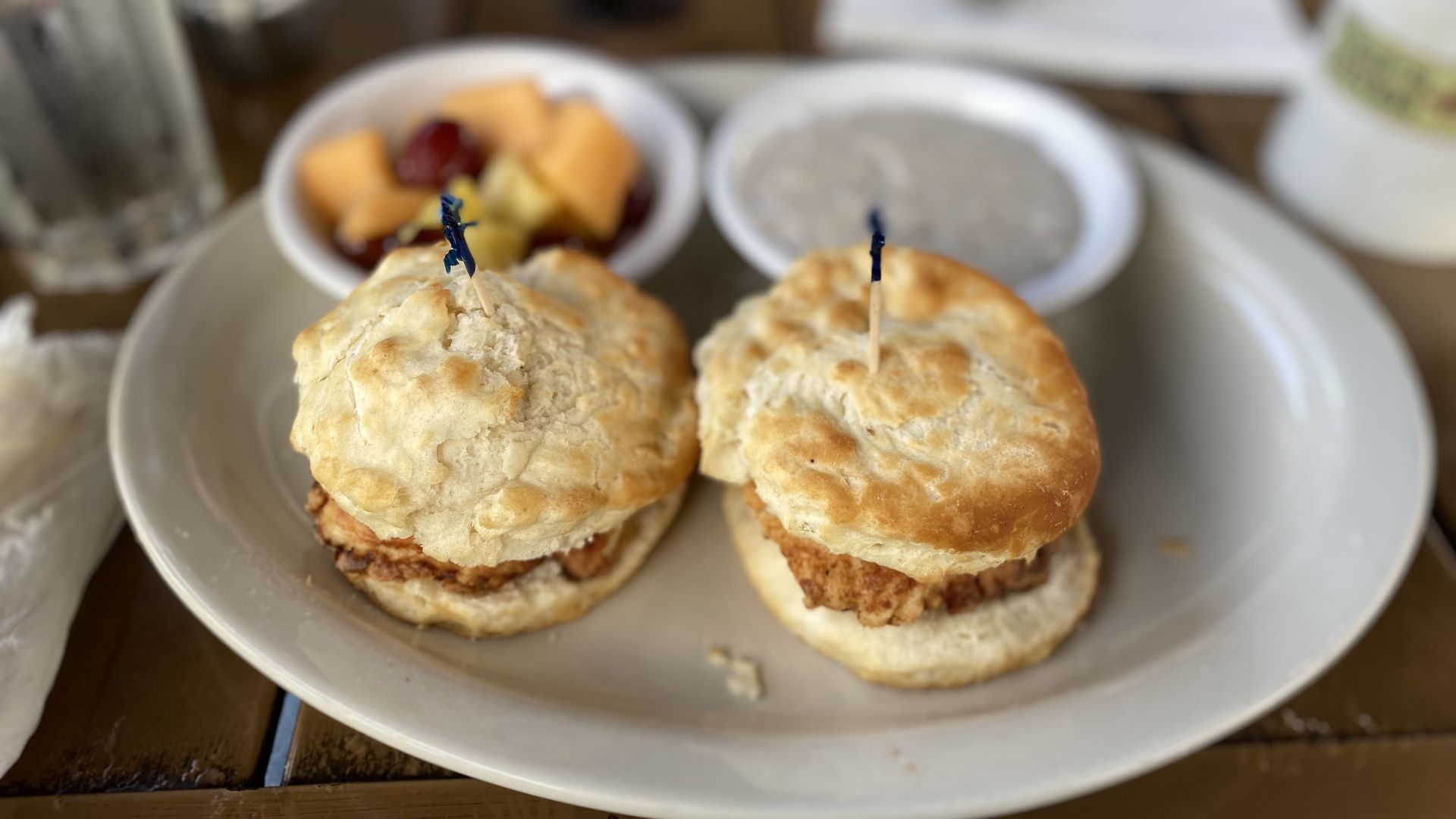 Chicken biscuits at Trip's Diner. 