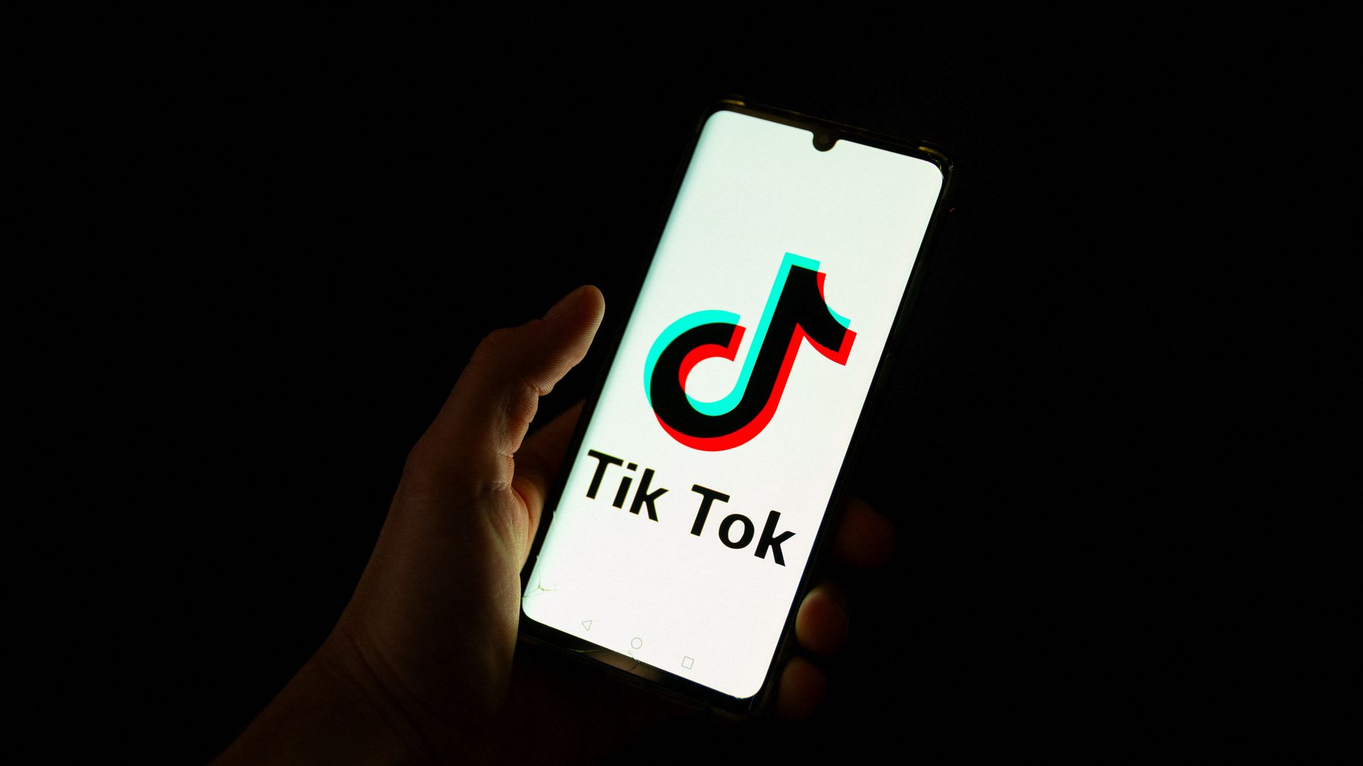 a smartphone displaying the logo of Chinese social media platform Tiktok