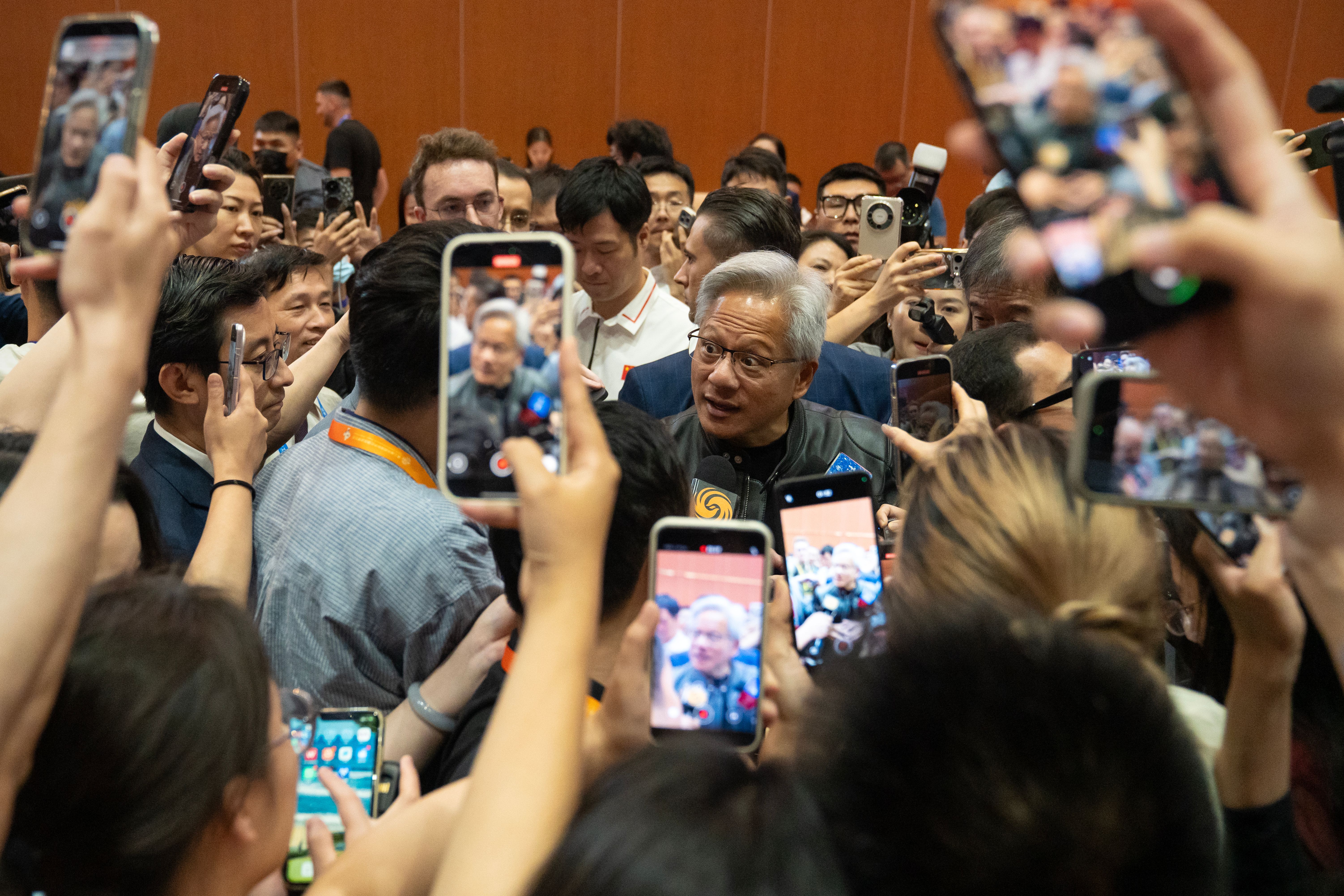 Nvidia CEO Jensen Huang at the China International Supply Chain Expo in Beijing last month.