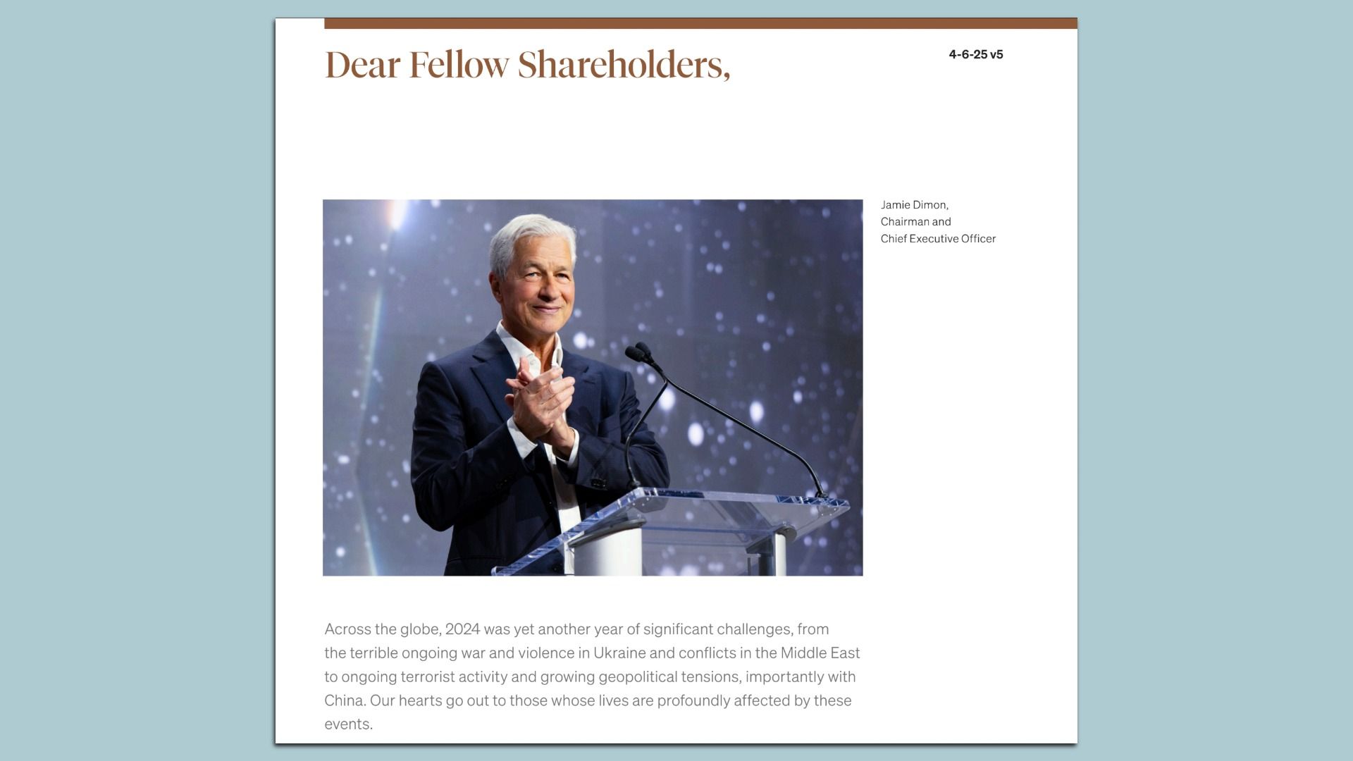 Jamie Dimon's annual letter.