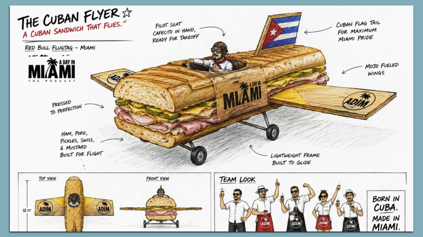 Cuban sandwich will fly at Red Bull Flugtag. See Miami's other wild aircraft.