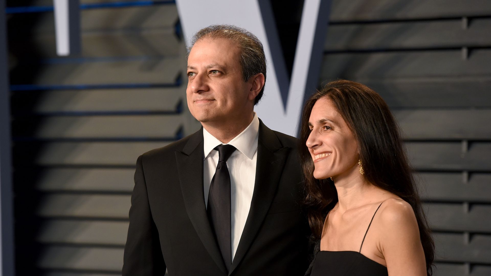 Preet Bharara and his wife Dalya in formal dress