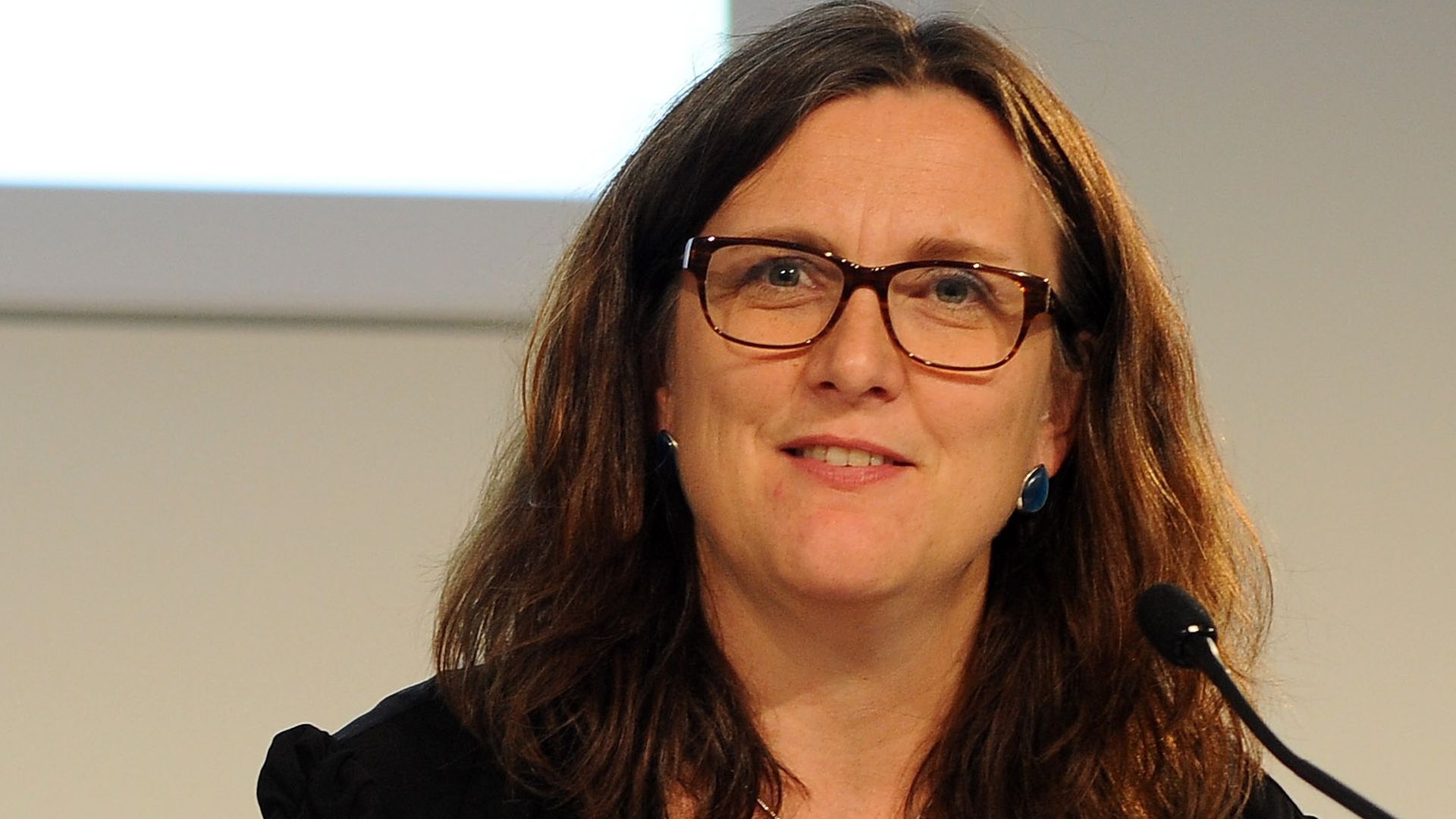 Member of the European Commission, Cecilia Malstrom attends a press conference