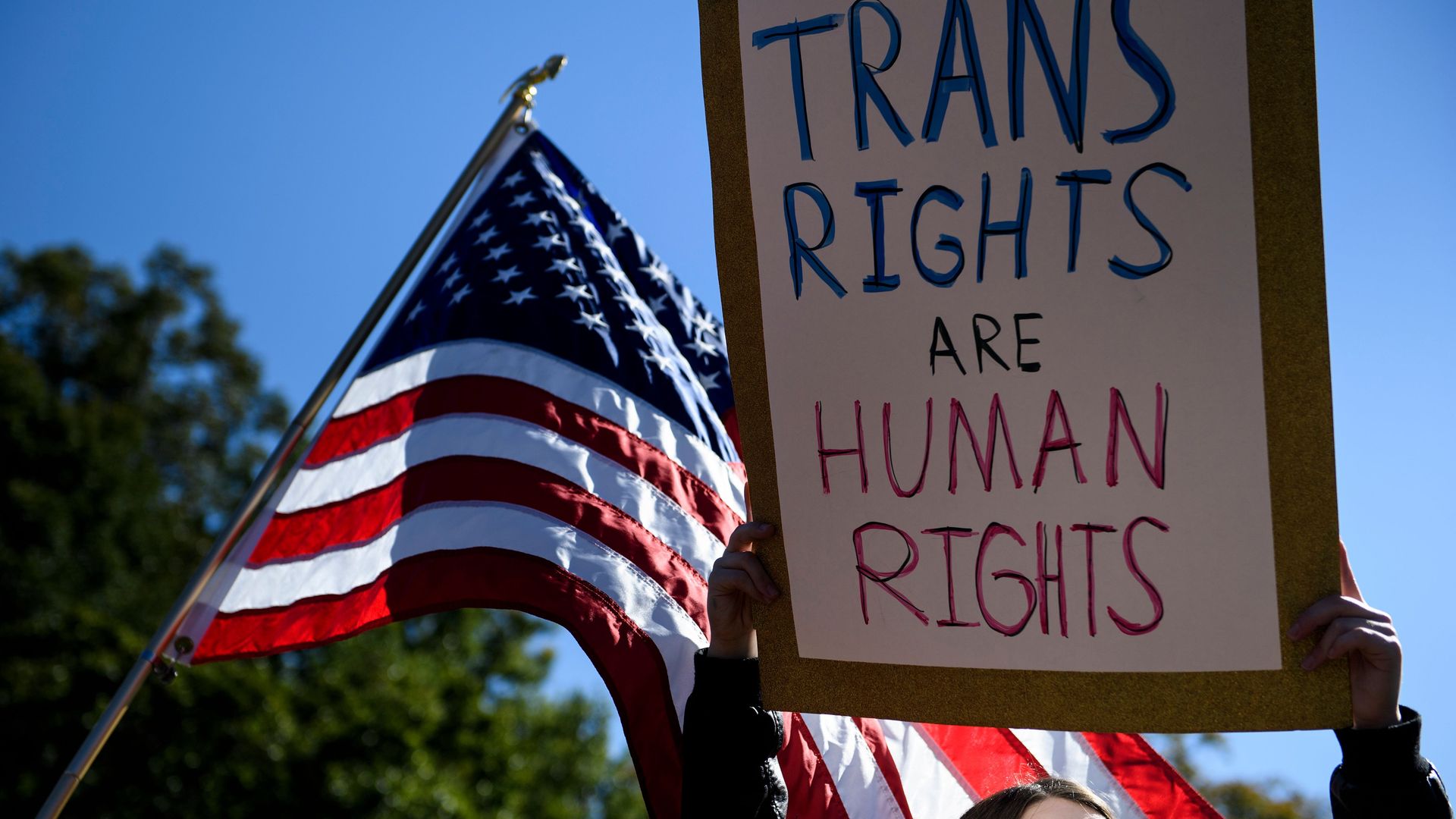 Trans rights signs