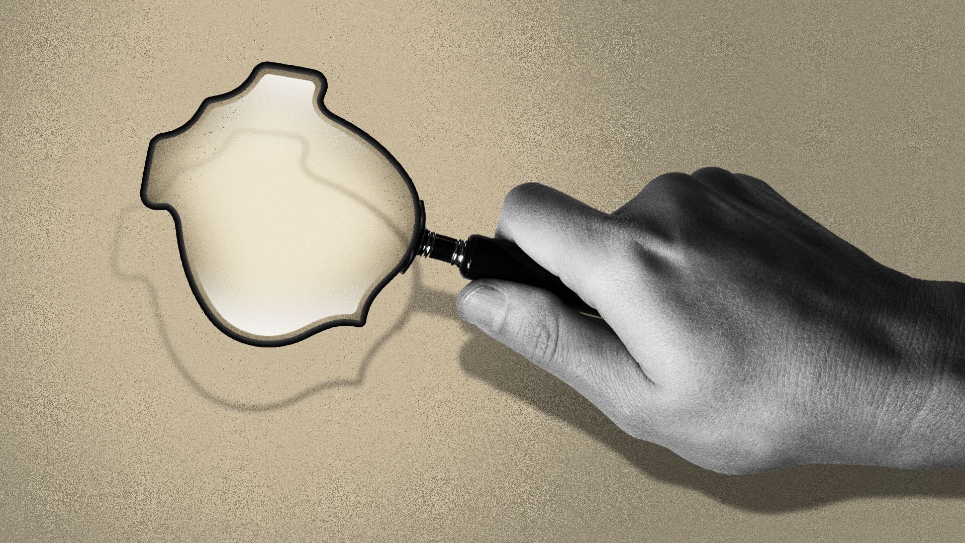 Illustration of a magnifying glass shaped like a badge.