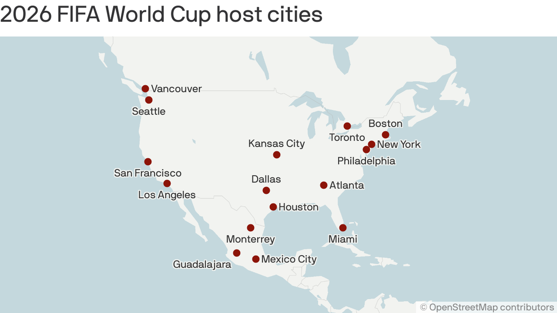 The 16 venues picked to host World Cup matches in 2026