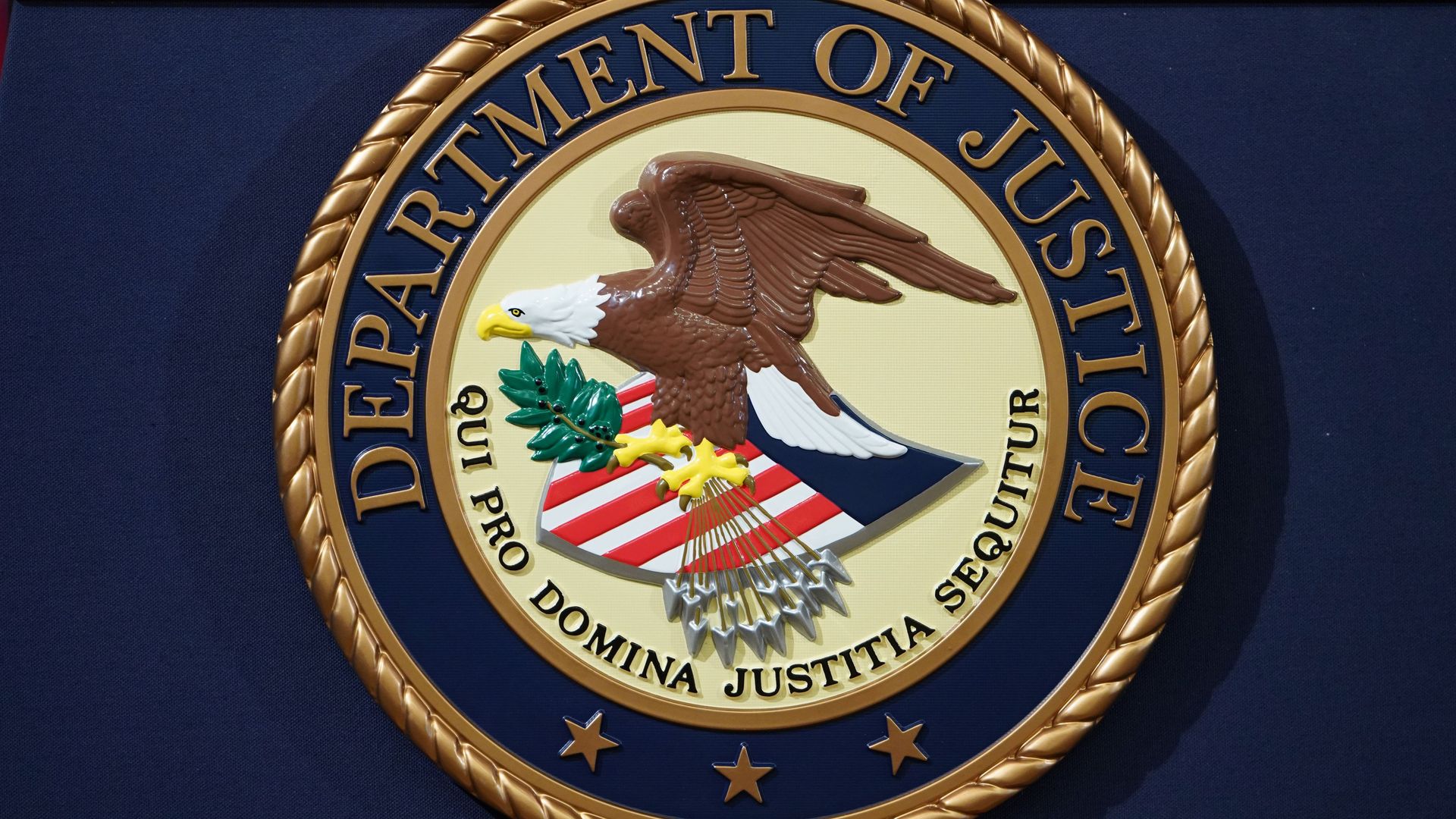 This image is a close-up of the Department of Justice seal.
