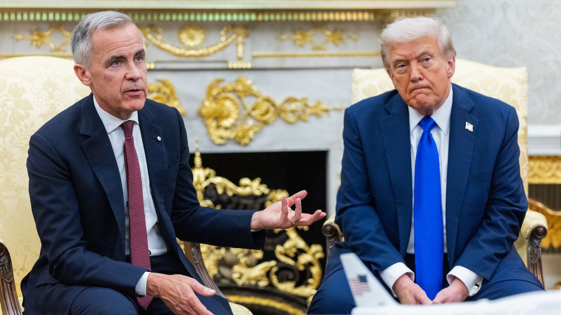 Canadian prime minister Mark Carney and Trump during an Oval Office meeting last year.