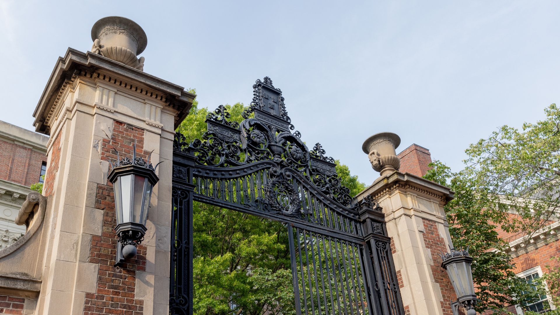 A gate entrance to Harvard Yard on Harvard University’s campus.