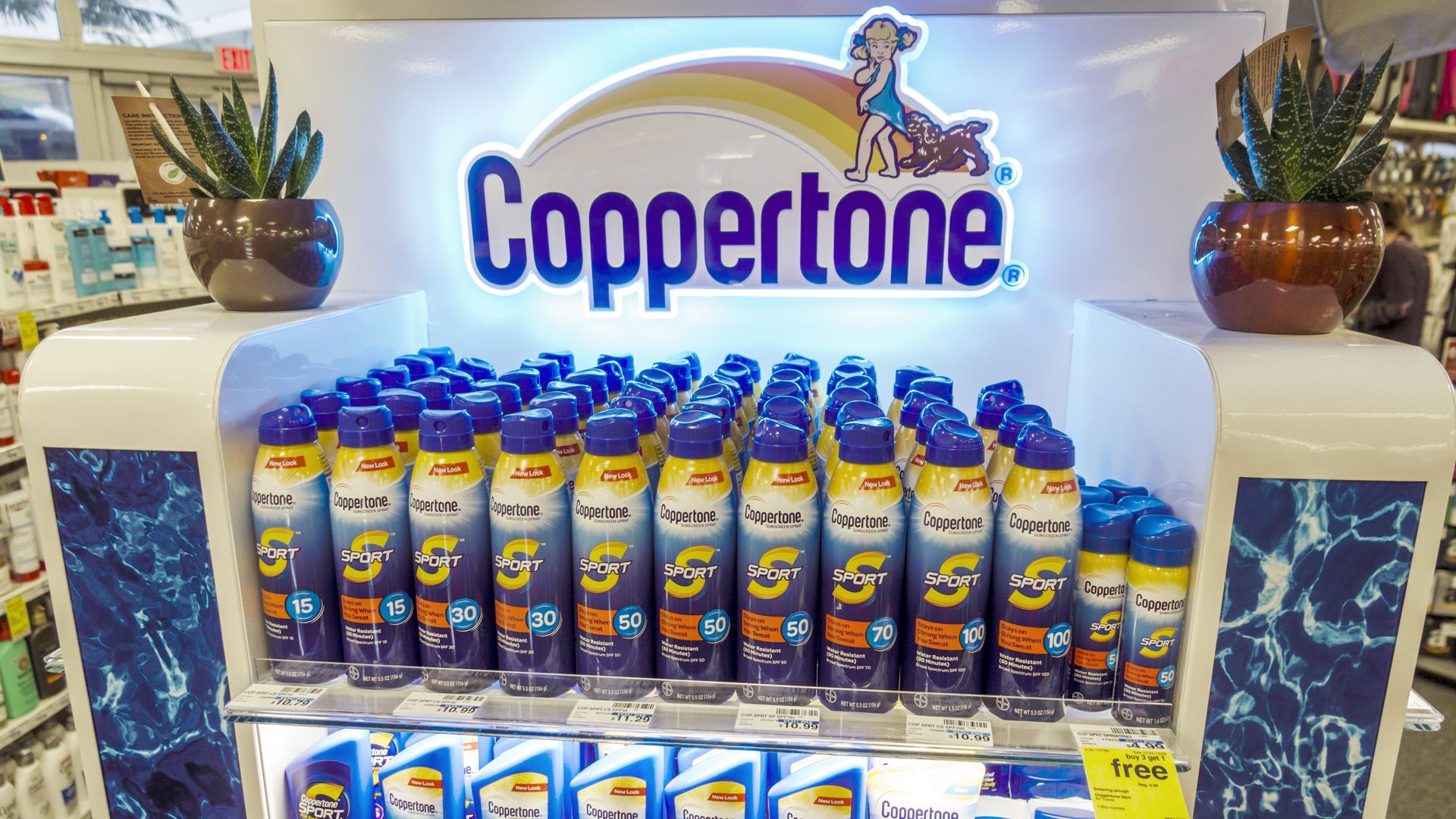 Coppertone sunscreen display.