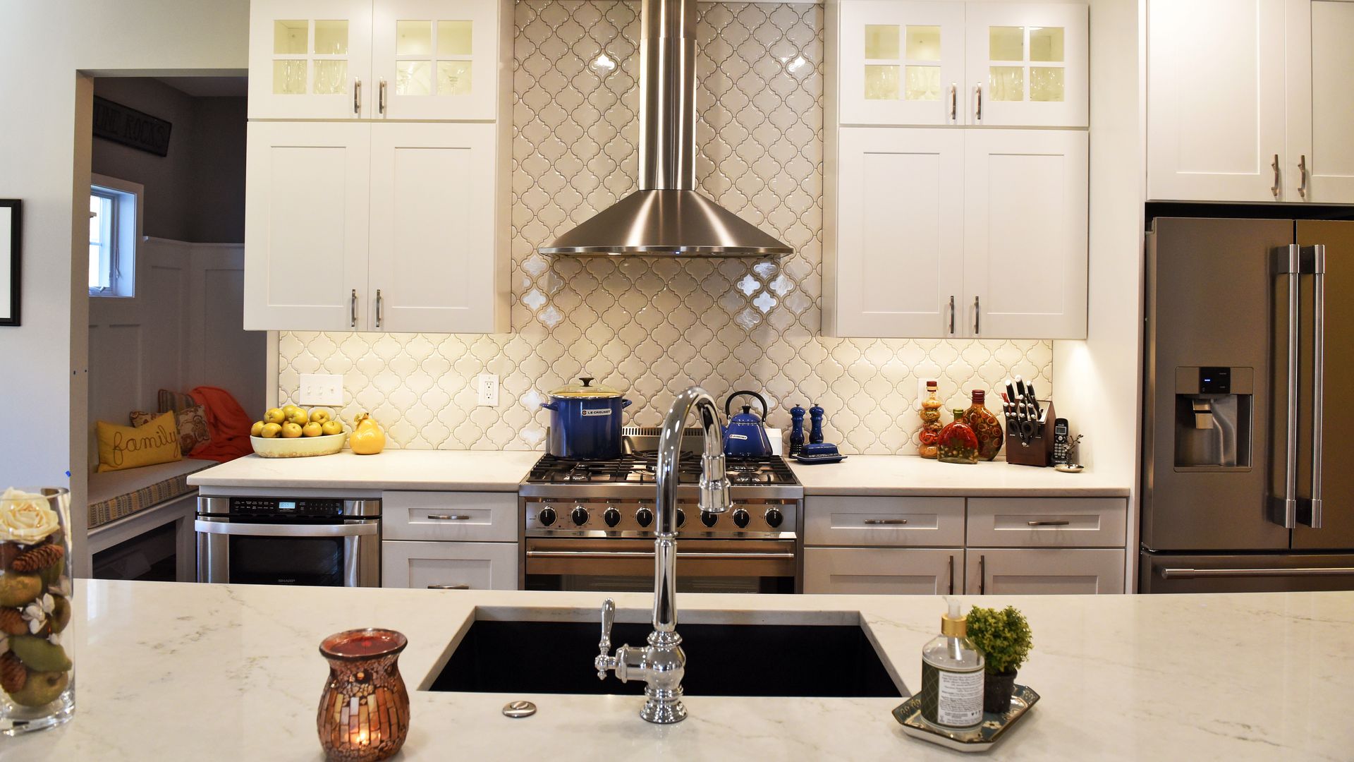 Kitchen with quartz countertop at Jennifer Fortune's home Wednesday Nov. 15, 2017 in Ballston Lake, NY. (Photo by John Carl D'Annibale/Albany Times Union via Getty Images)