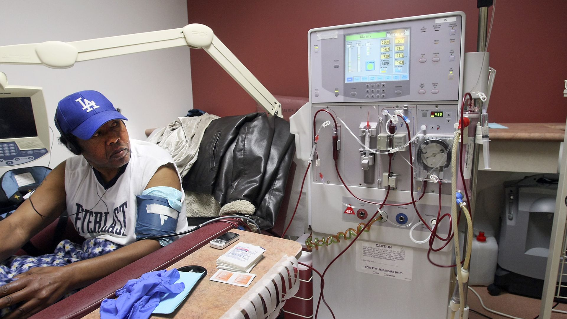A man gets dialysis treatment.
