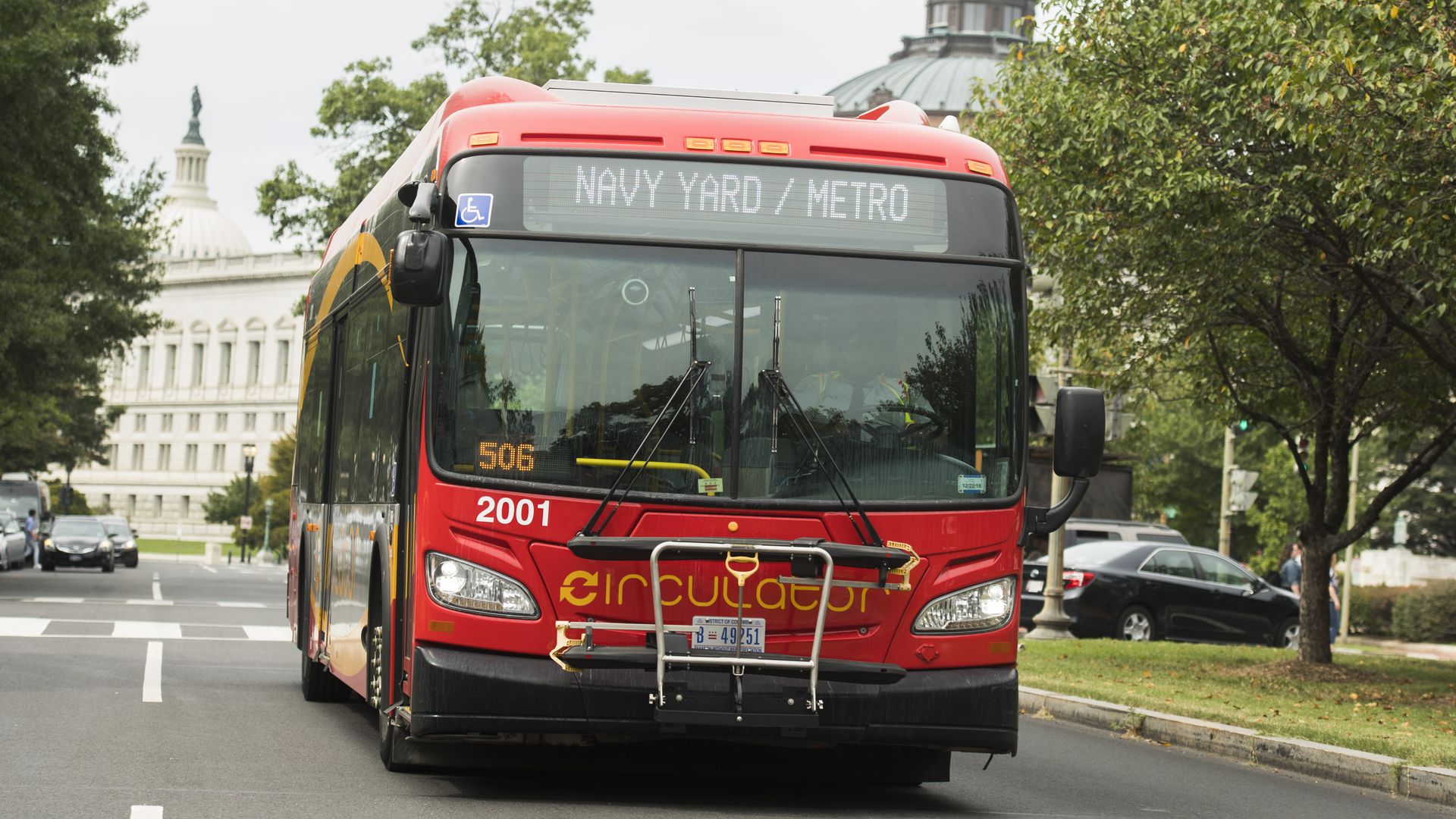 A DC Circulator bus on the road.