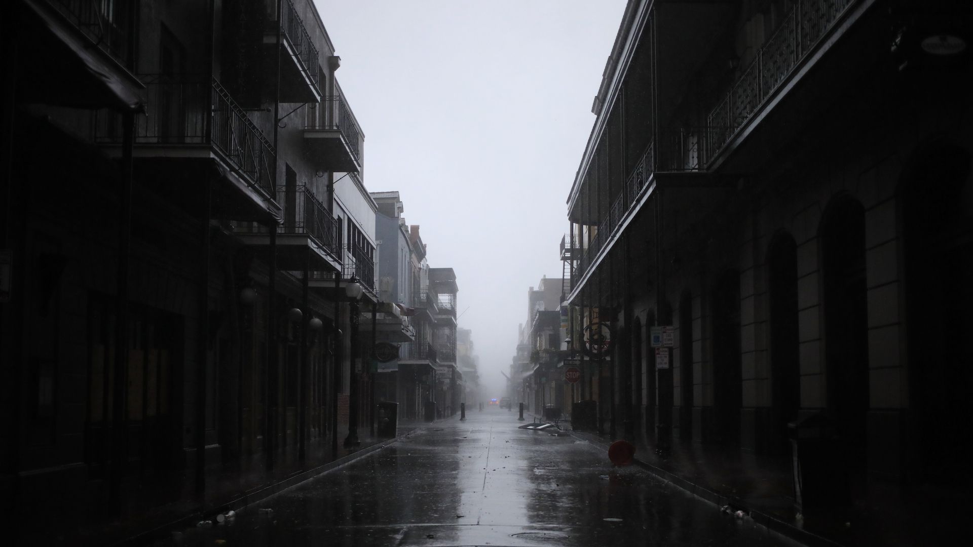 Bourbon Street during a citywide power outage caused by Hurricane Ida in New Orleans on Sunday, Aug. 29, 2021.