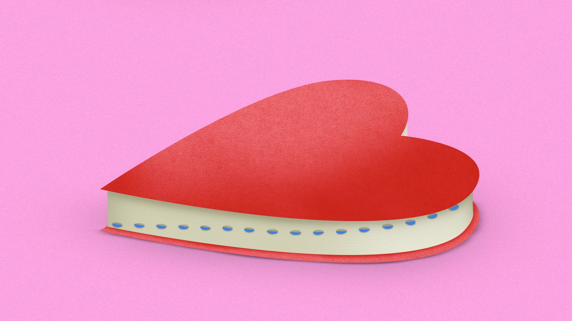 Illustration of a dictionary in the shape of a heart. 