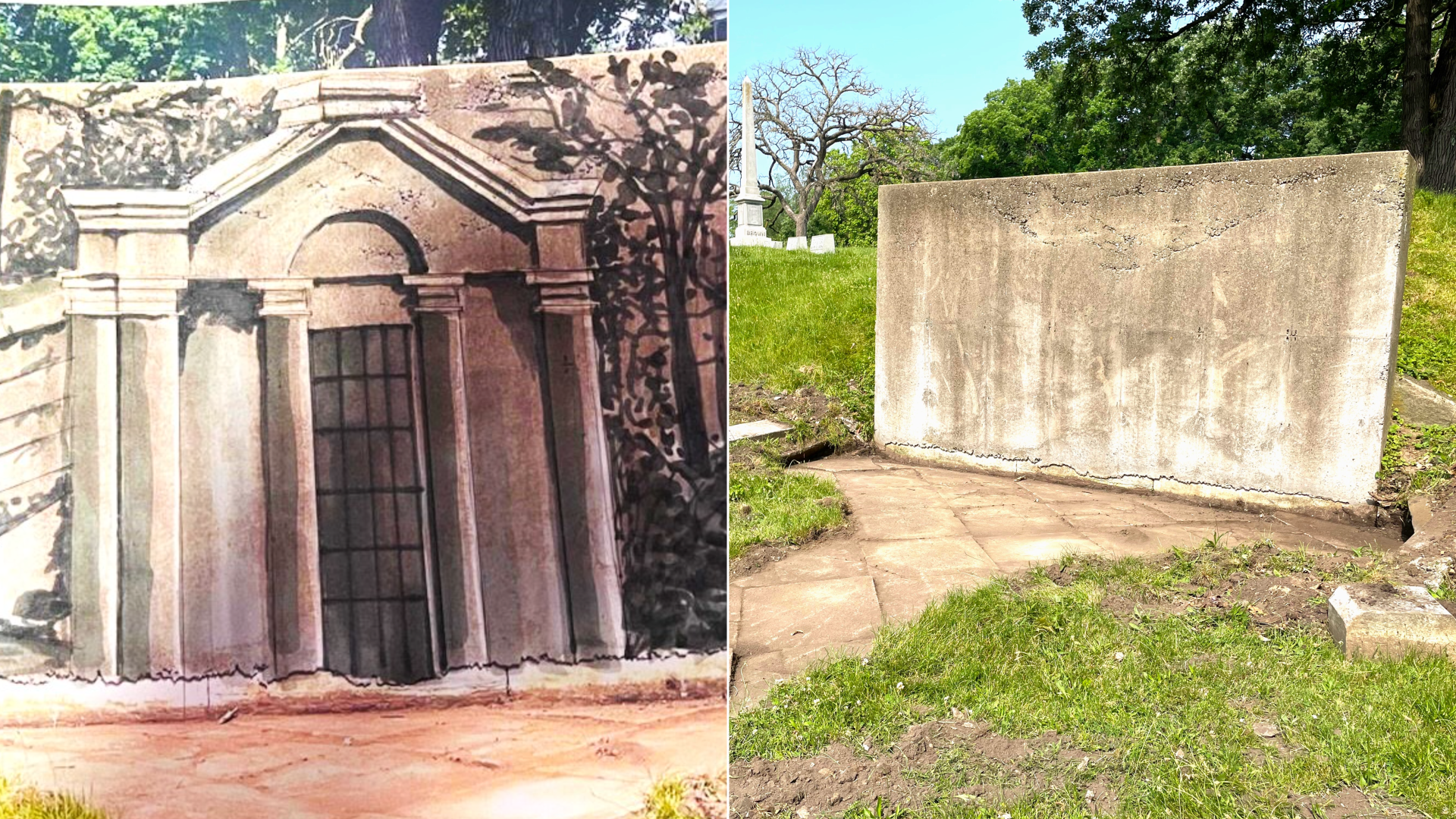 A photo of a mausoleum.