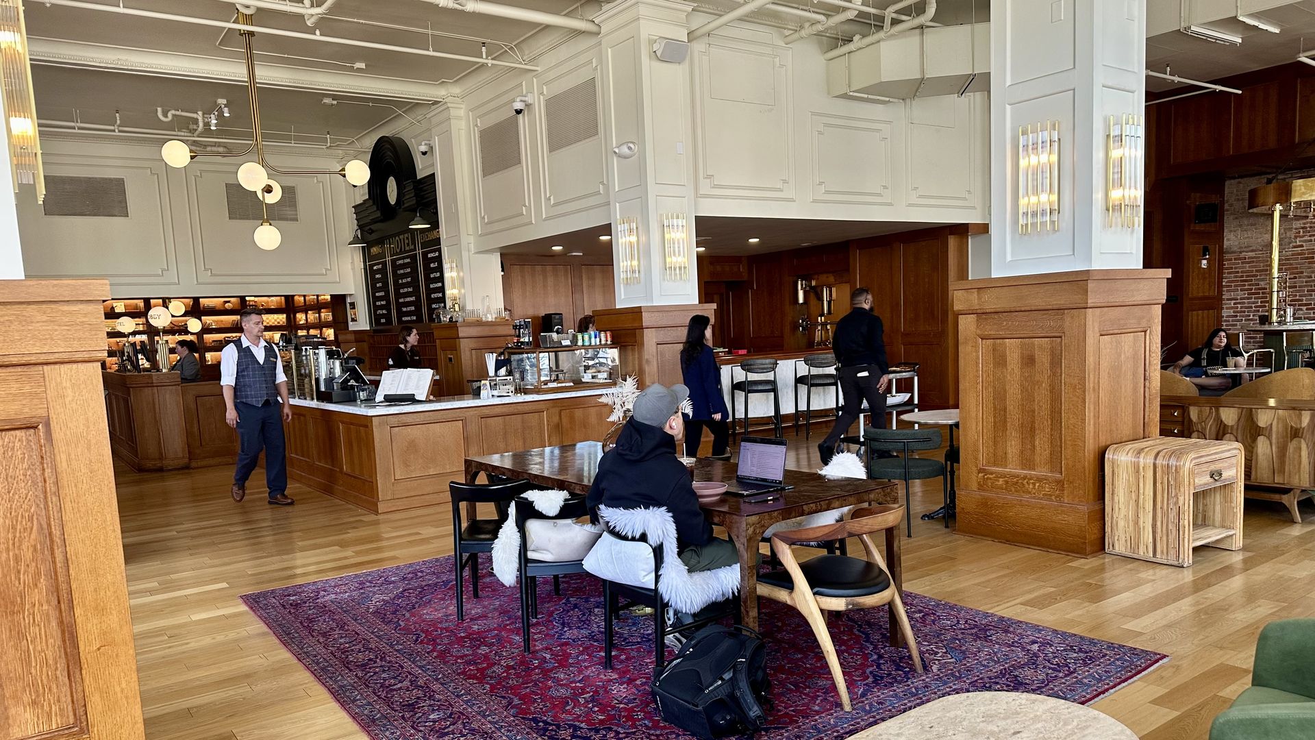 The lobby and bar at the Mining Exchange Hotel. Photo: John Frank/Axios