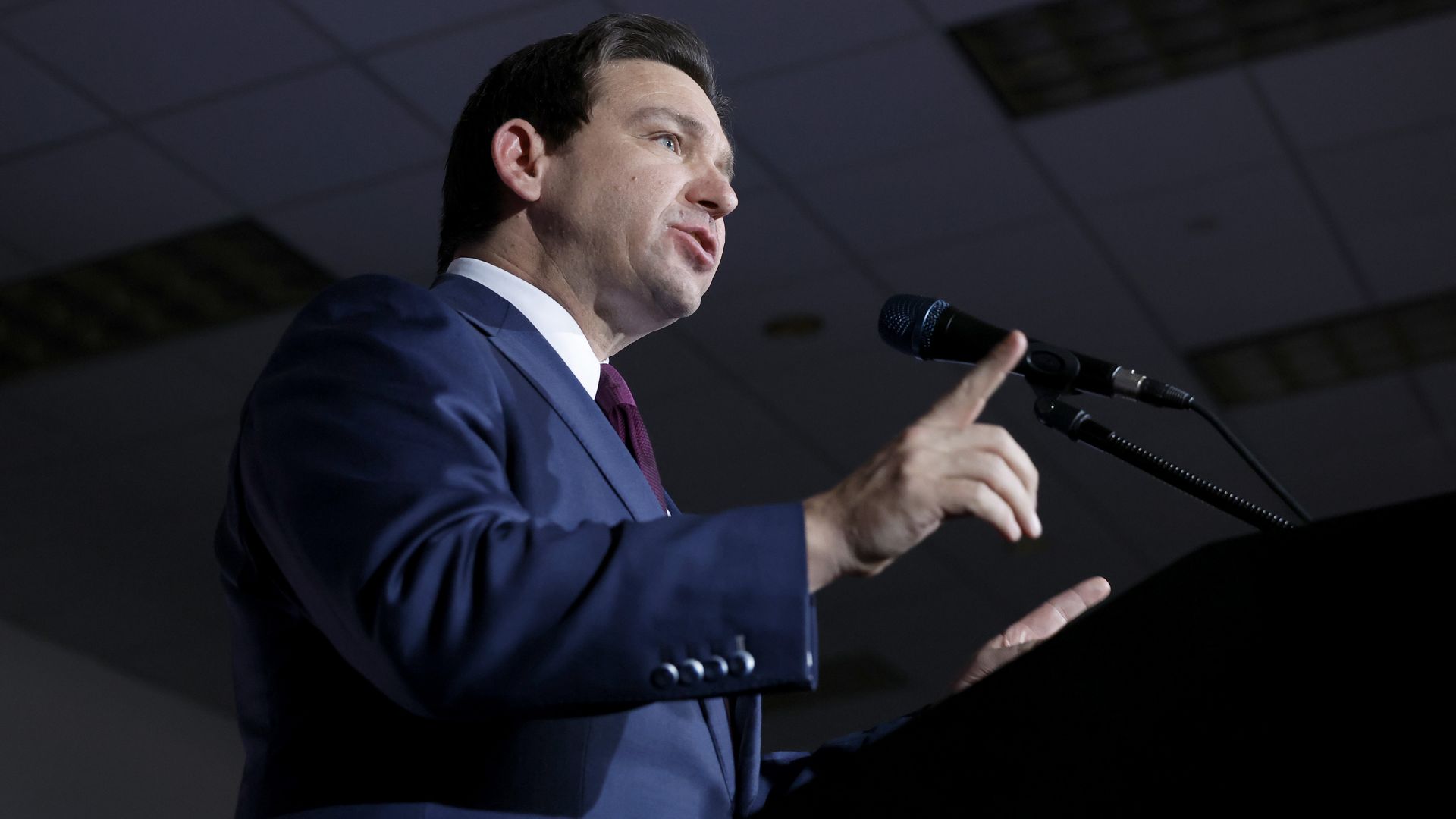Florida Gov. Ron DeSantis (R) speaking in Iowa on Jan. 15.