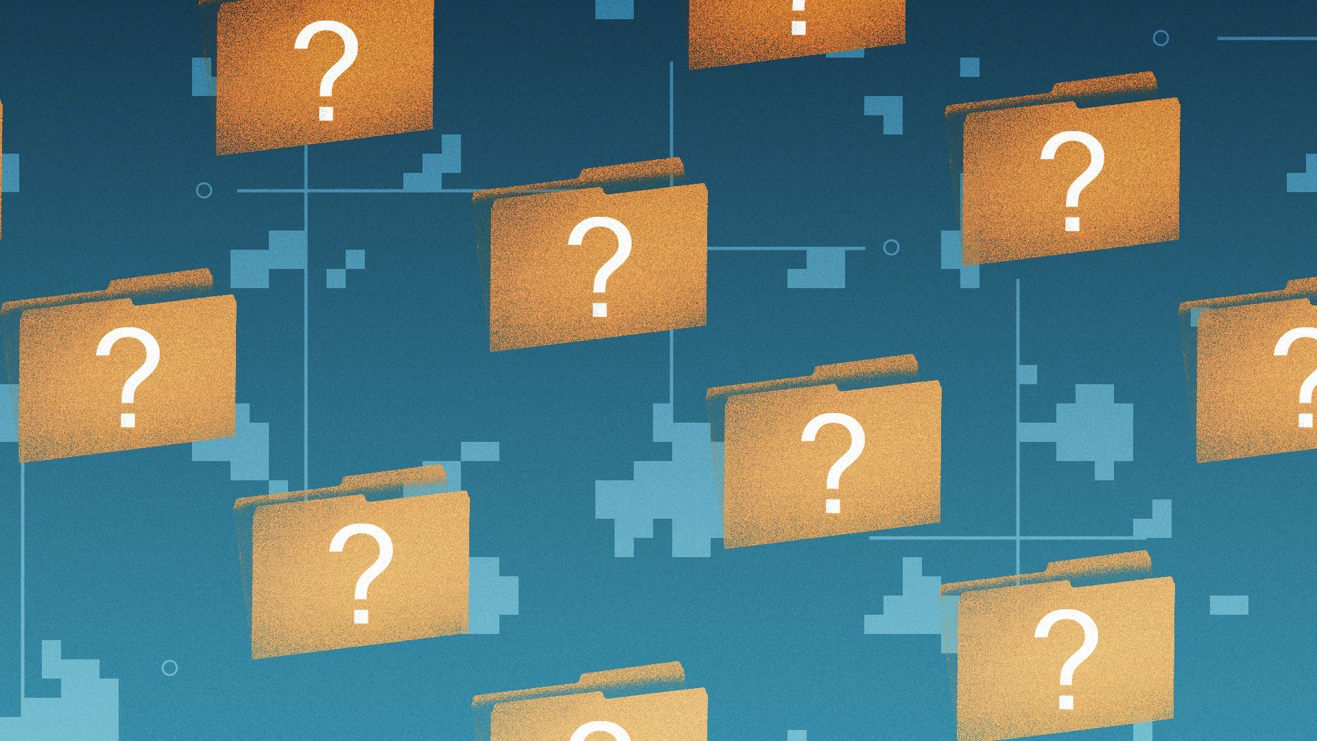Illustration of question mark on folder pattern.
