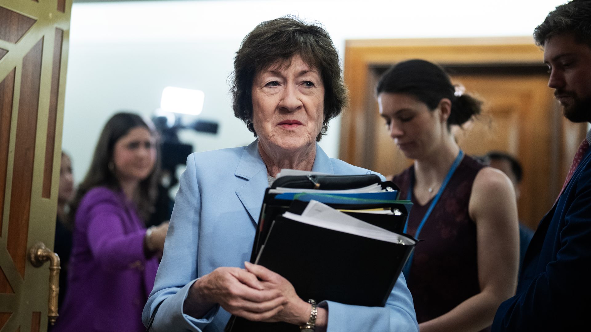 Sen. Susan Collins, R-Maine, arrives for a committee markup in Dirksen Senate building
