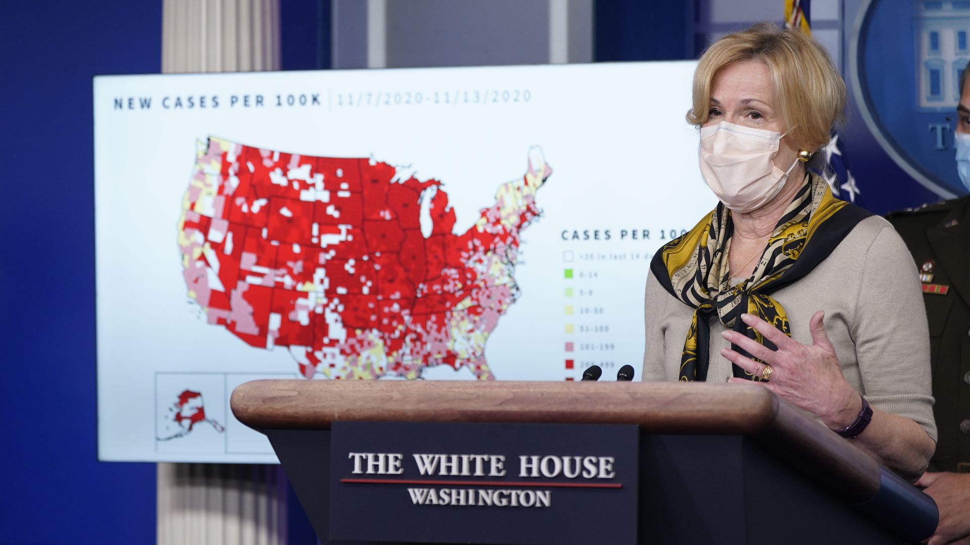 Deborah Birx, coronavirus response coordinator, speaks during a news conference in the White House in Washington, D.C., U.S., on Thursday, Nov. 19, 2020. 
