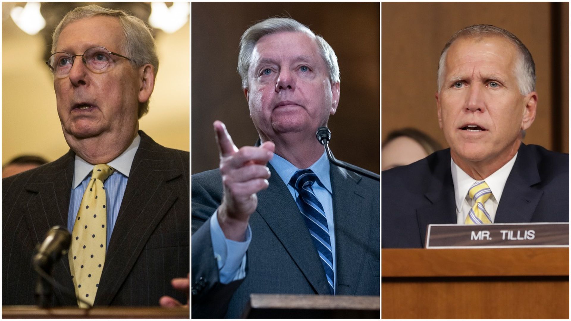 Senators Mitch McConnell, Lindsey Graham and Thom Tillis