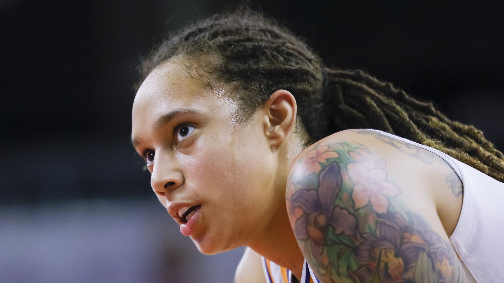 Brittney Griner #42 of the Phoenix Mercury is seen during the game against the Indiana Fever at Indiana Farmers Coliseum on September 4, 2021 in Indianapolis, Indiana.