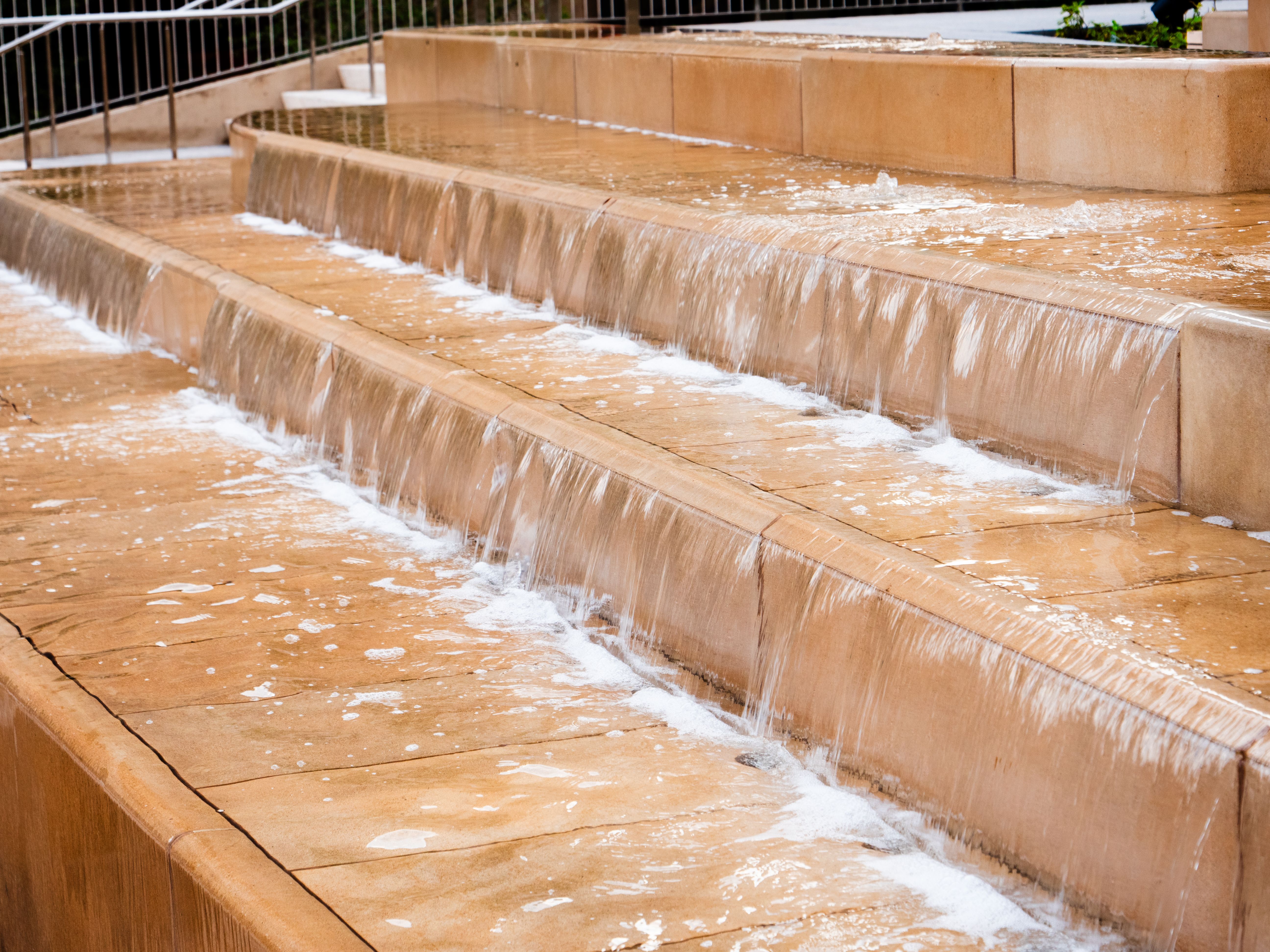 Photo of a cascading water fountain.