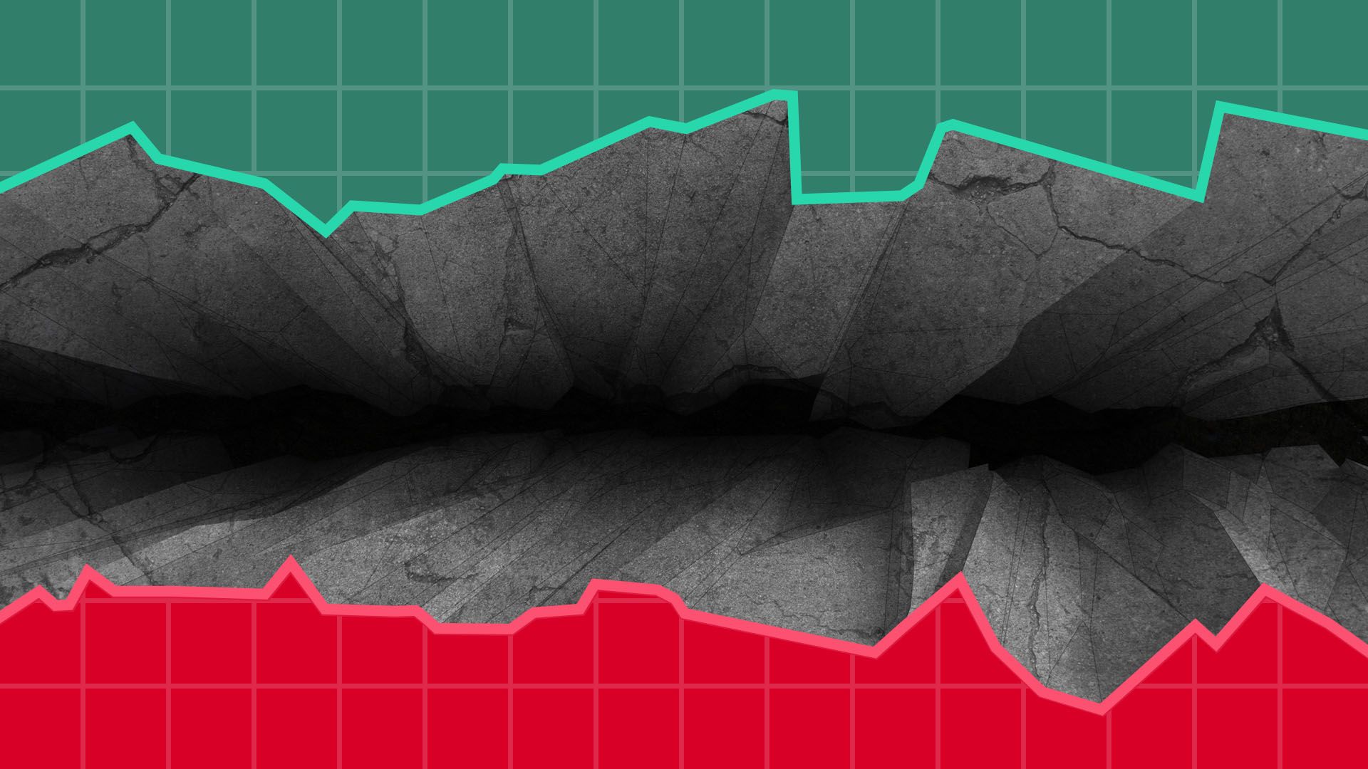 Illustration of market chart with chasm in the middle