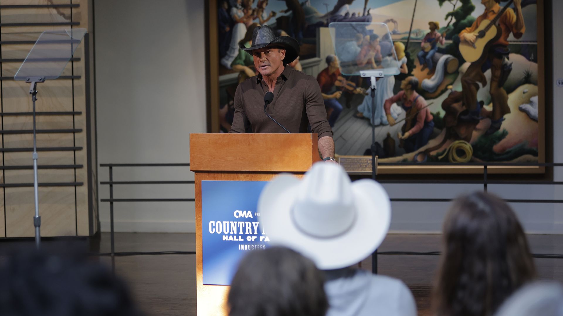 Tim McGraw speaks onstage at the Country Music Hall of Fame Inductee Press Conference at Country Music Hall of Fame and Museum on March 20, 2026 in Nashville, Tennessee.