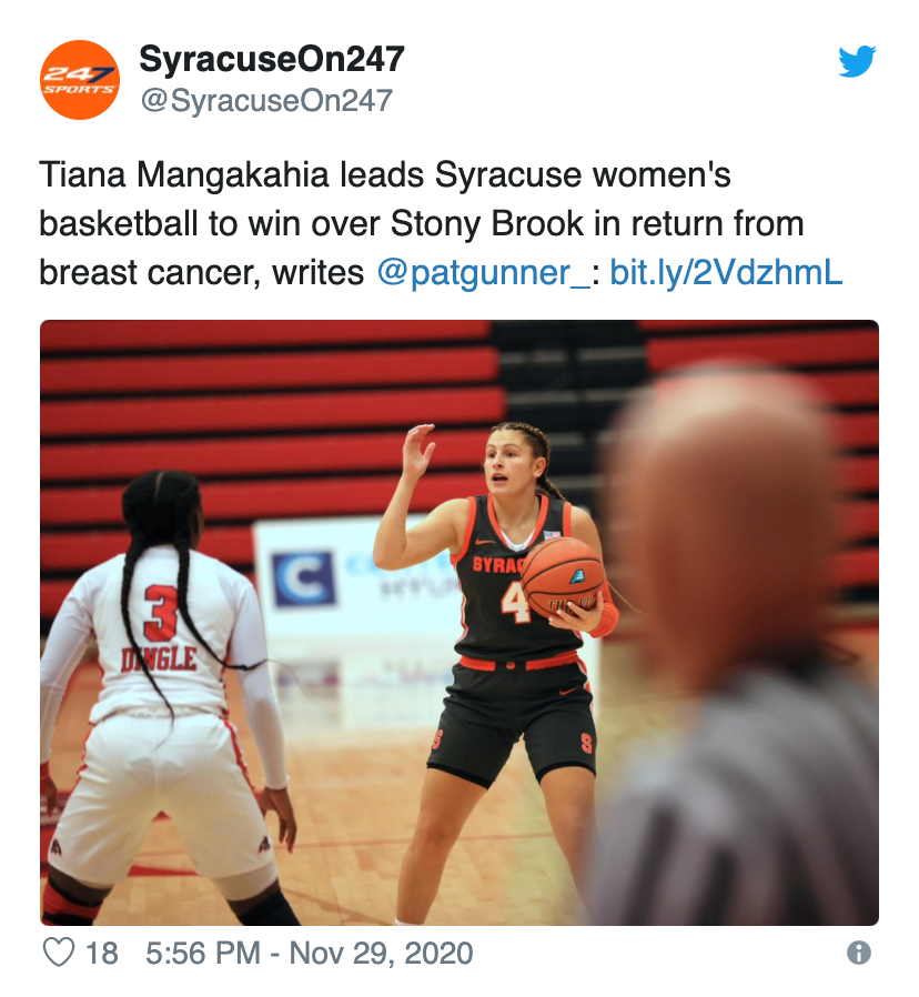 syracuse women's bball player Tiana Mangakahia