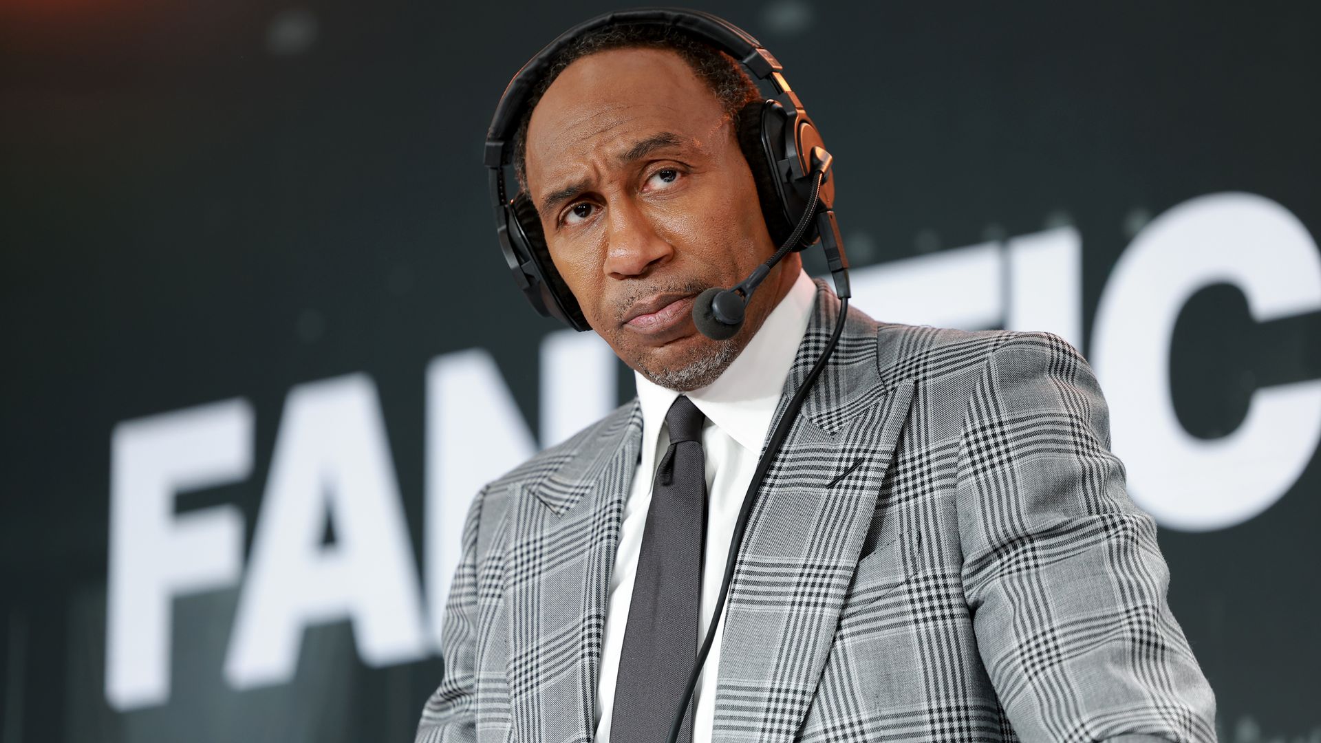 Stephen A. Smith speaks on stage during Fanatics Fest in New York City.