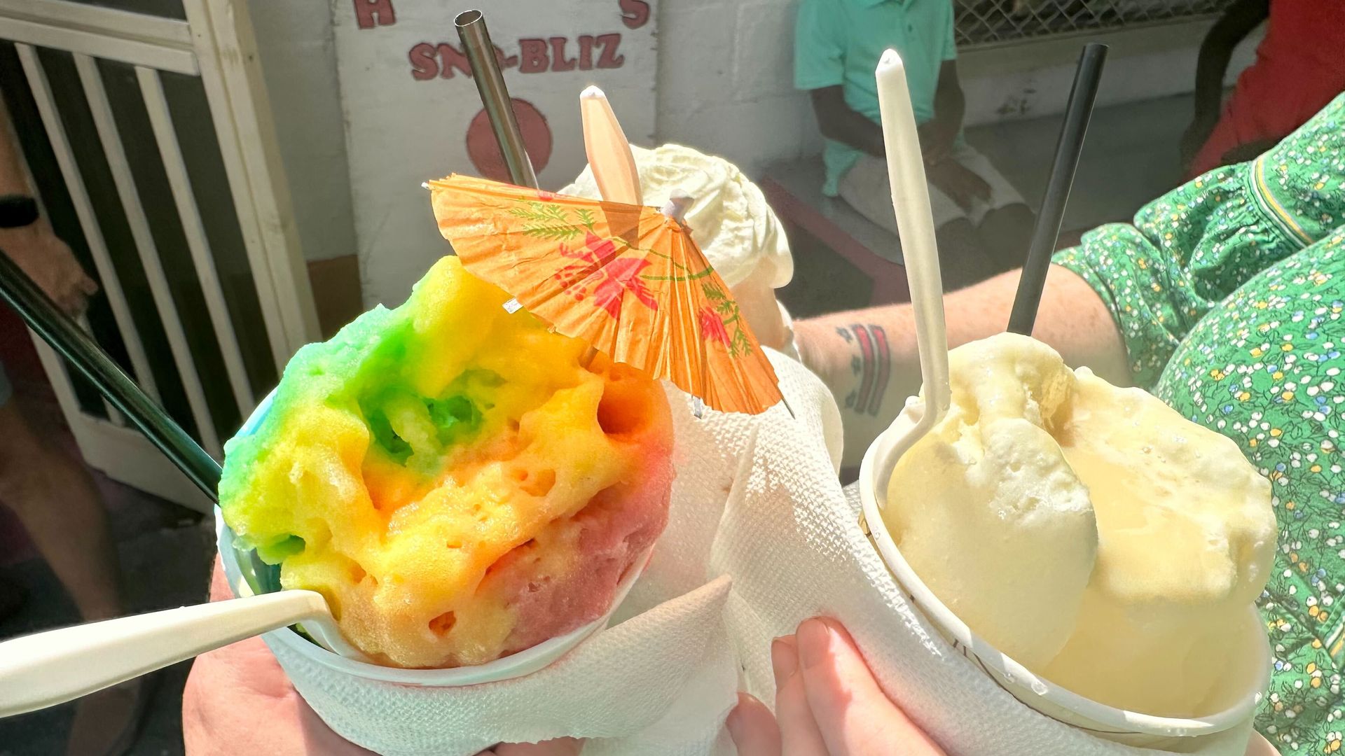 Photo shows three snoballs from Hansen's in New Orleans