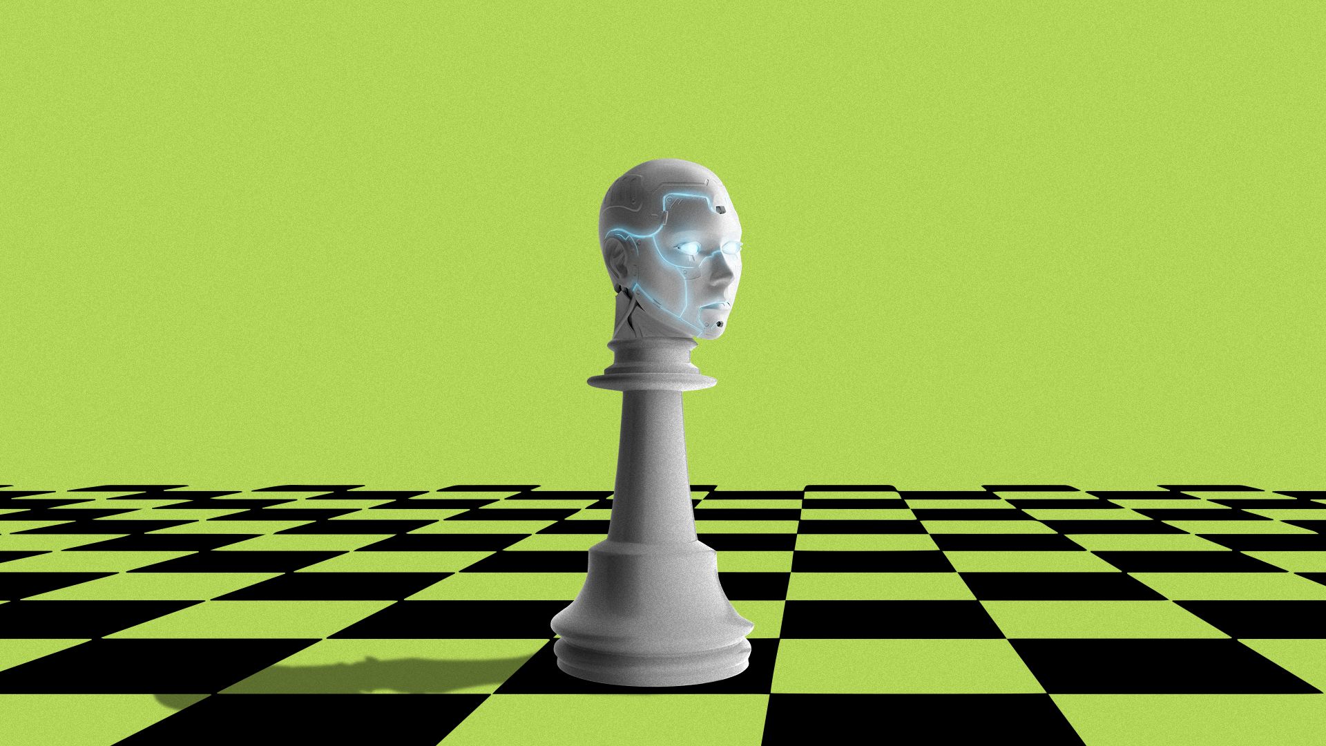 Illustration of a robot chess piece.