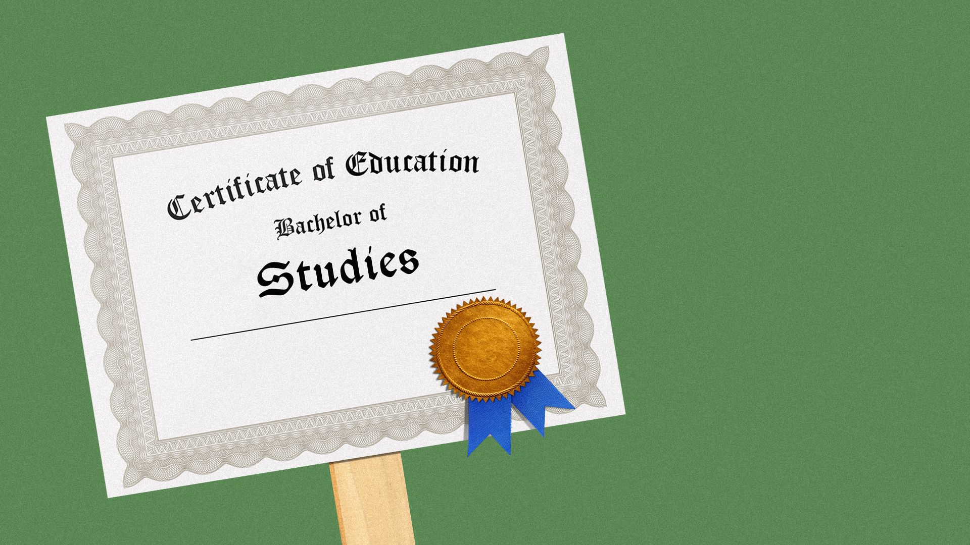 Illustration of a diploma as a protest sign.
