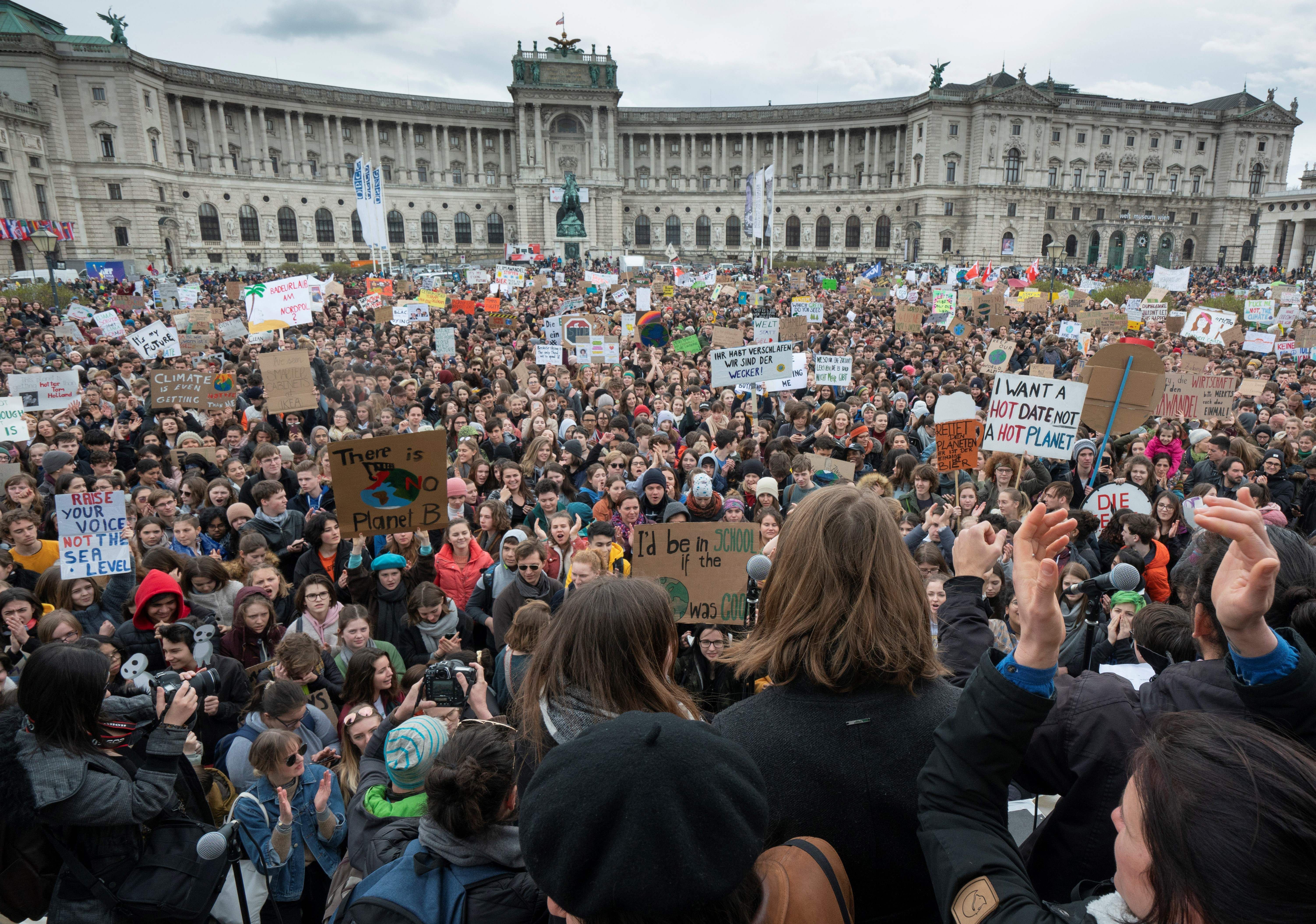 Austrian youth gather outside the Hofburg palace in Vienna 