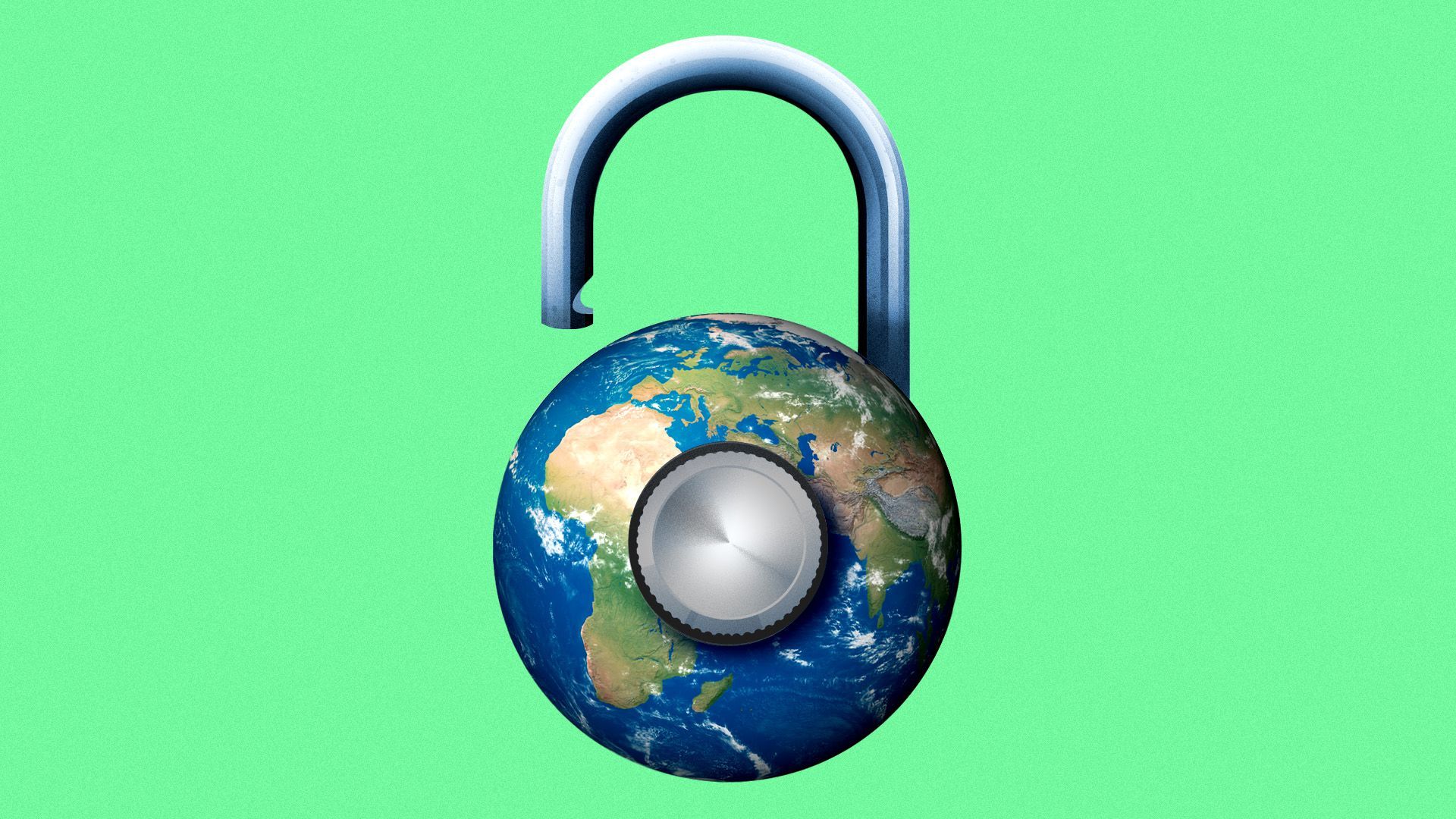 Illustration of the earth as an unlocked padlock