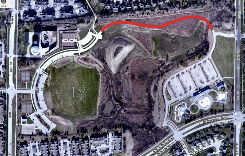 A proposed road on the north side of Valley View Park.