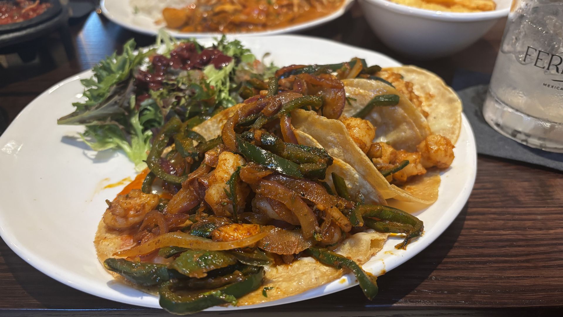 A plate of shrimp tacos