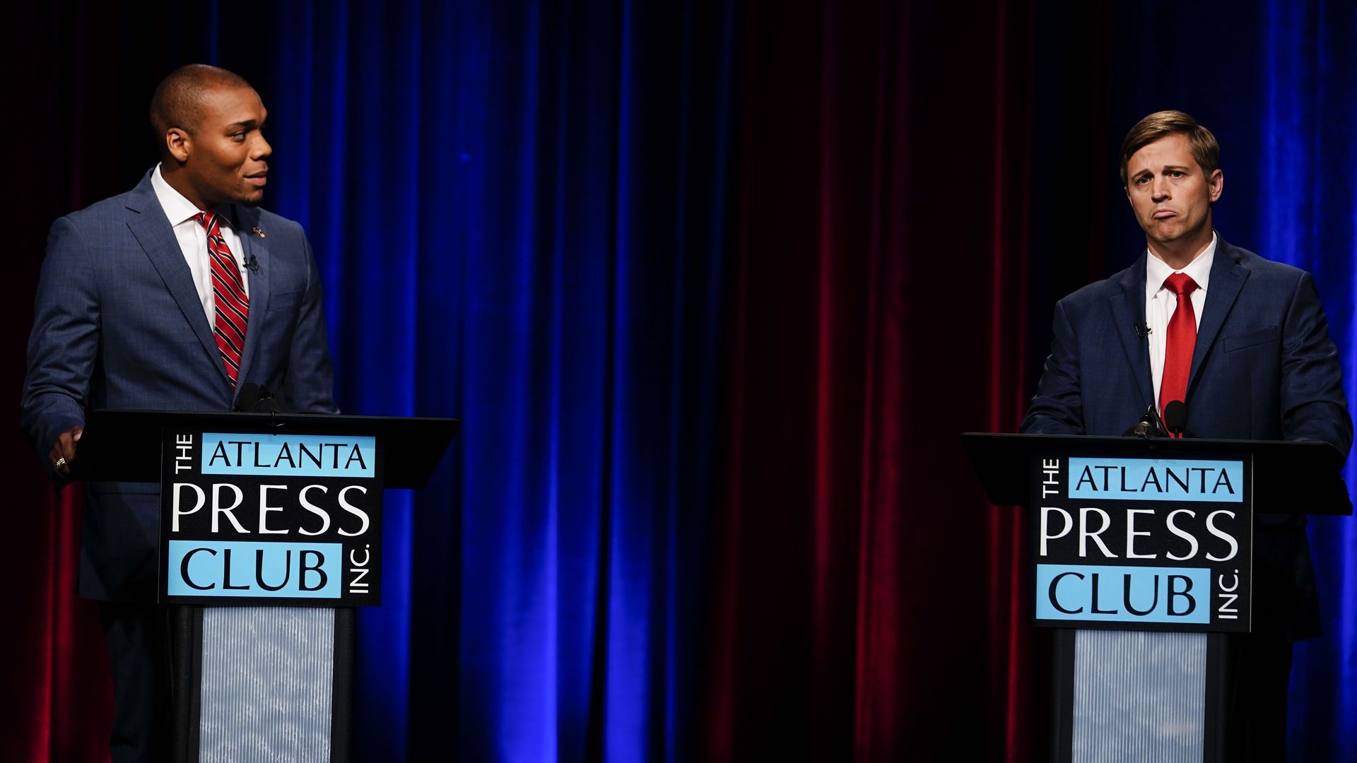 Jeremy Hunt and Chris West on a debate stage