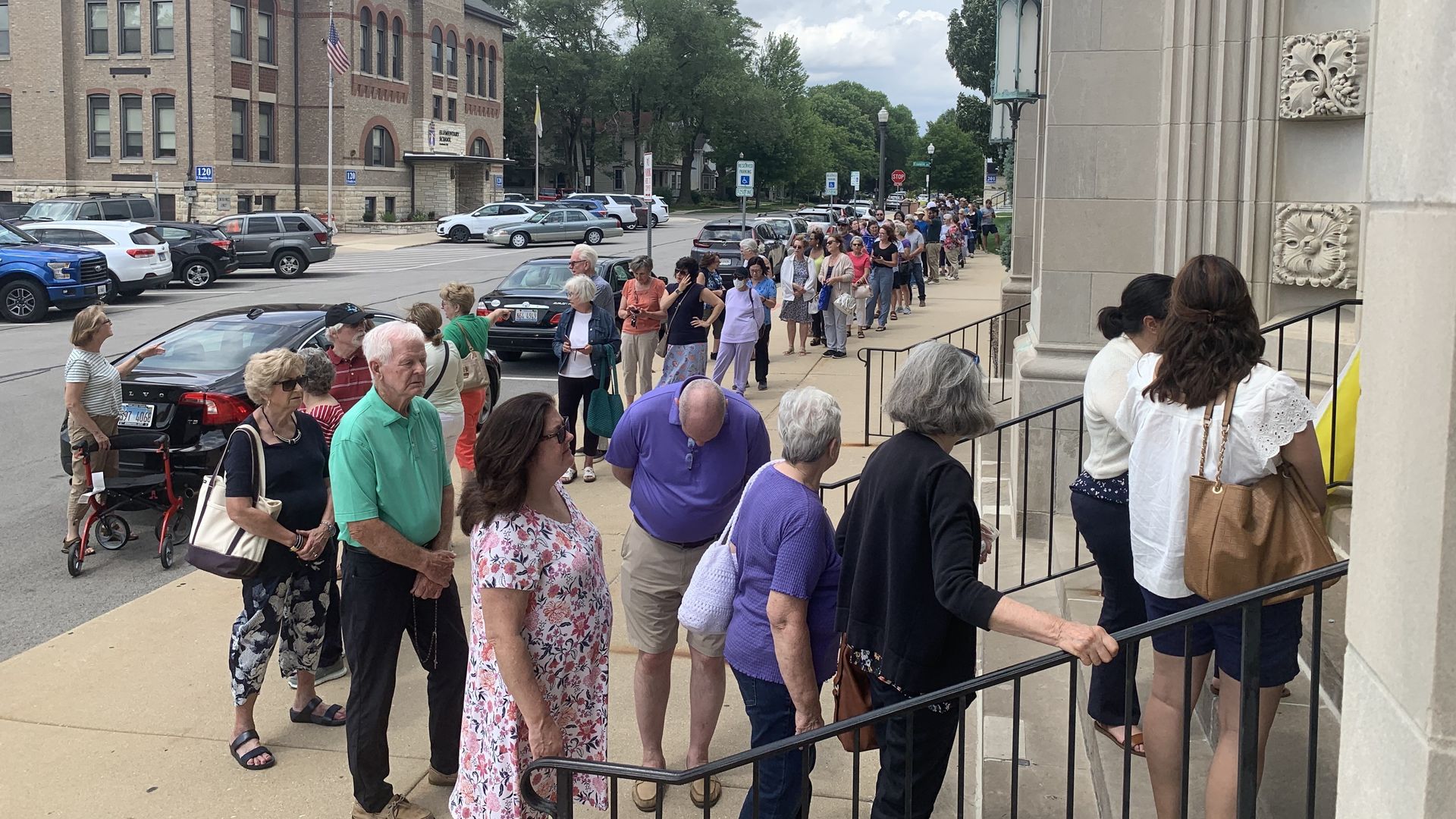 people stand in line 