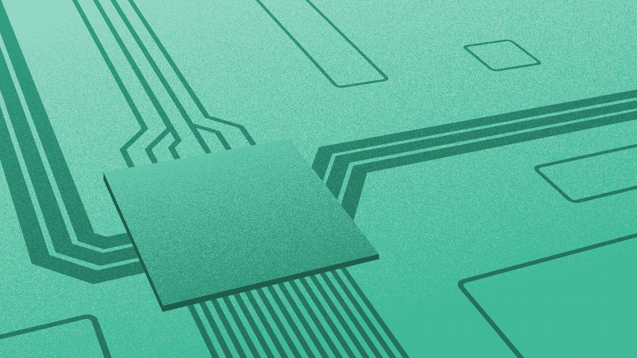 Animated illustration of a microchip being marked with a Z by a laser.