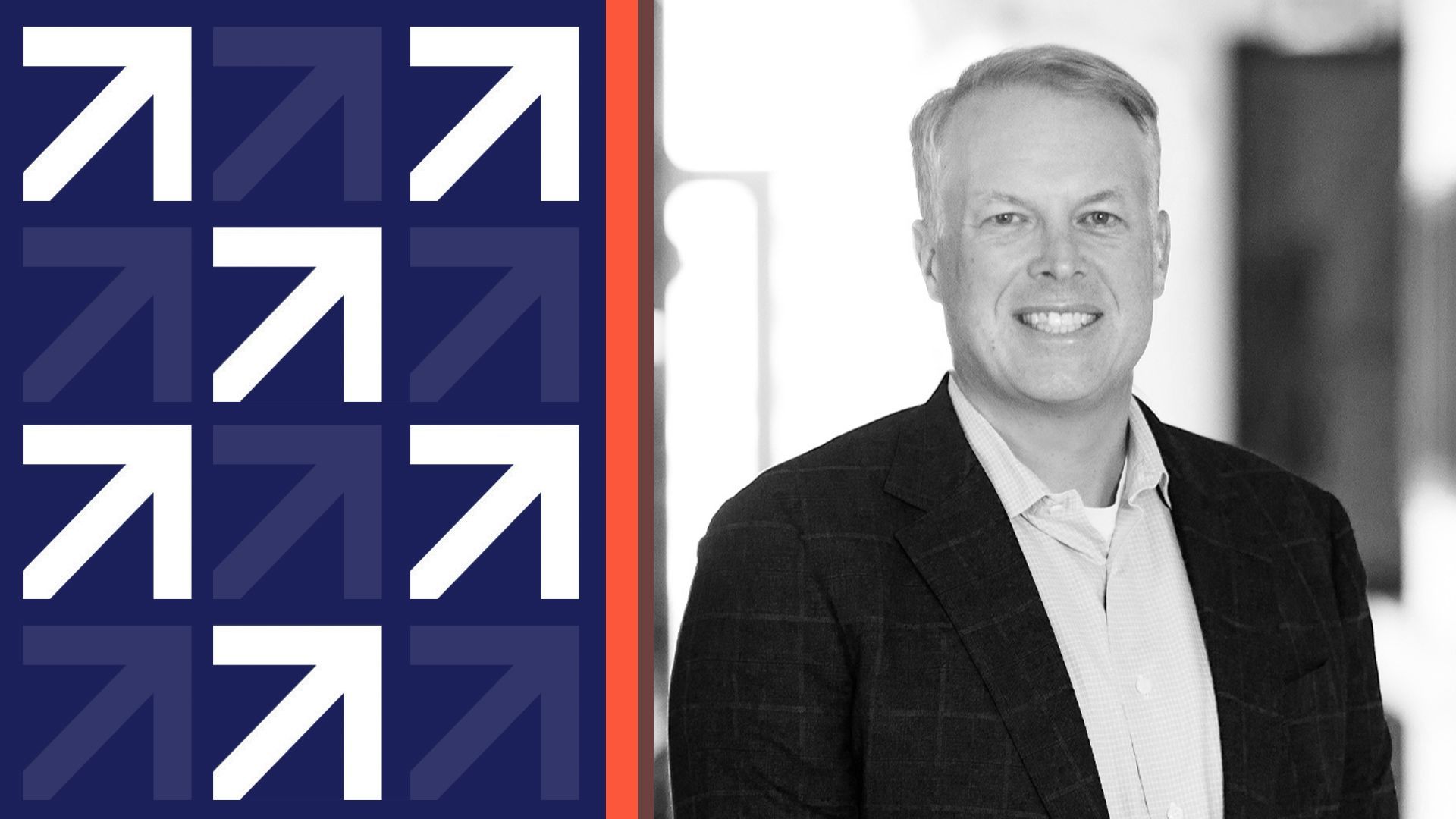 Photo illustration of Jeff Crisan next to abstract Silversmith Capital Partner logos. 