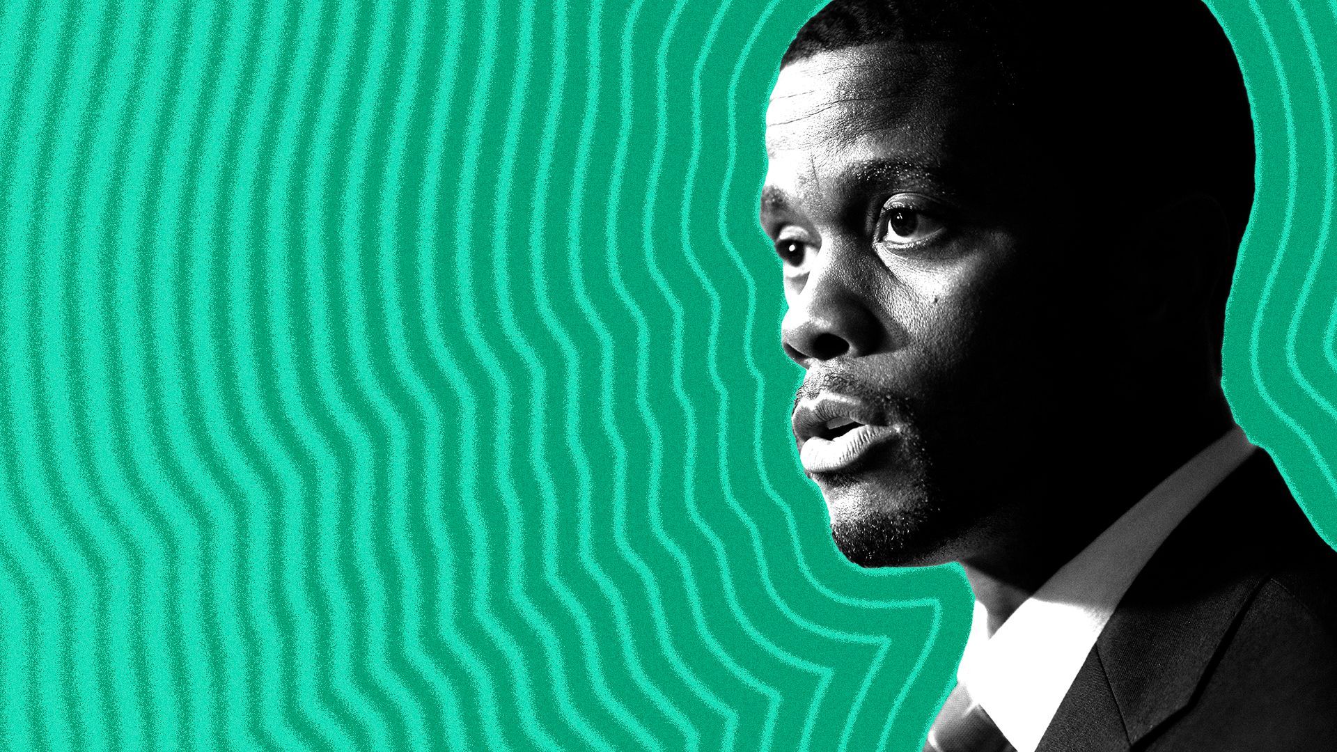 Photo illustration of St. Paul Mayor Melvin Carter with lines radiating from him. 