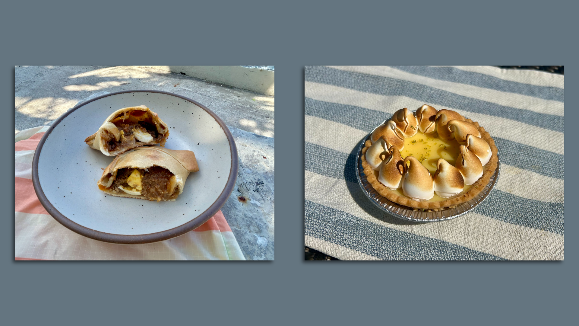 An empanada and lemon tart from Moises Bakery. 